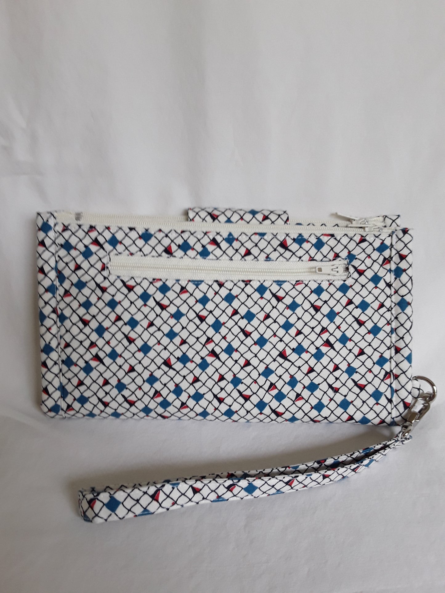Wallet, White, Blue & Red wallet with removable wrist strap, Wallet and card holder