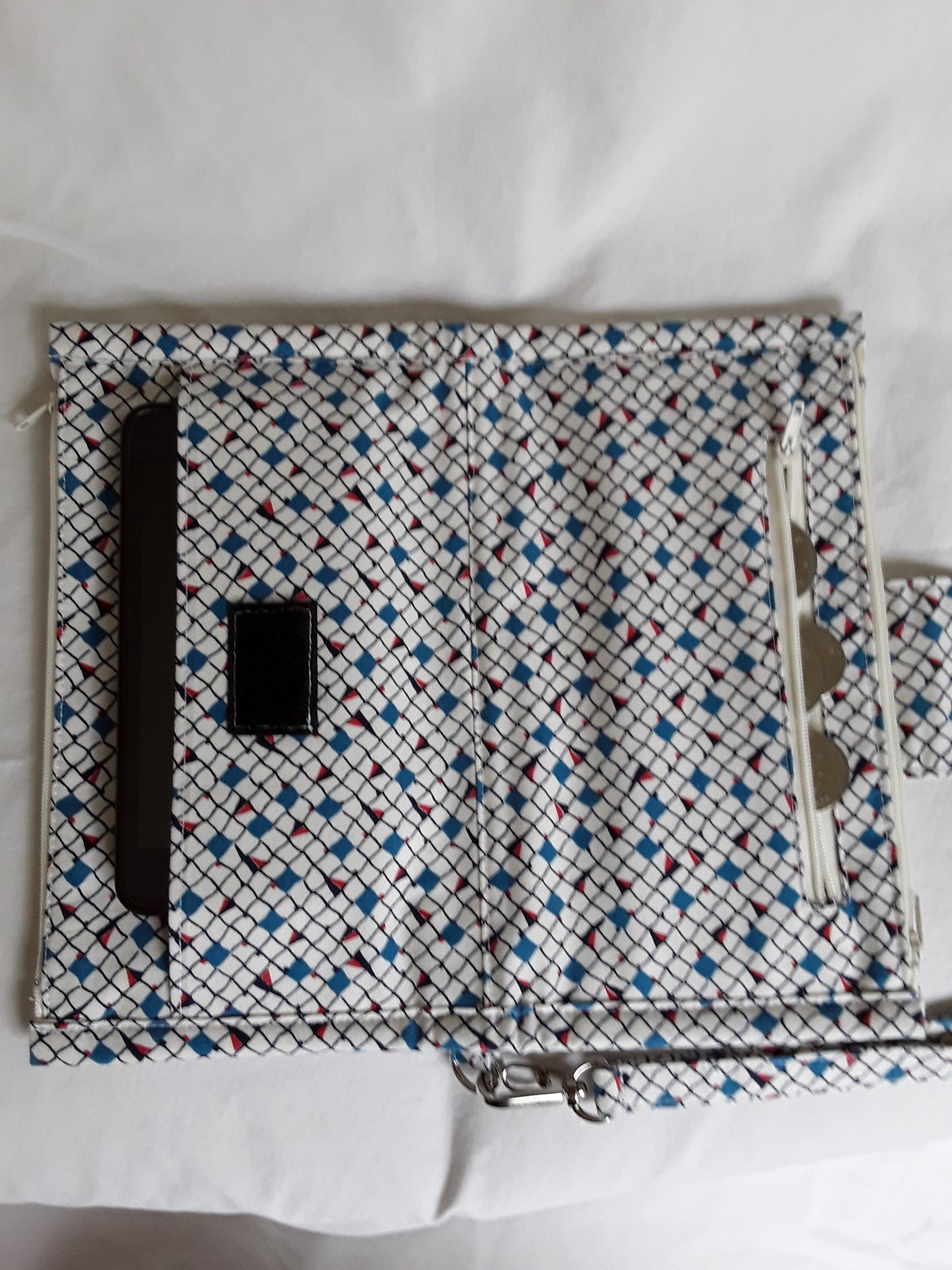 Wallet, White, Blue & Red wallet with removable wrist strap, Wallet and card holder