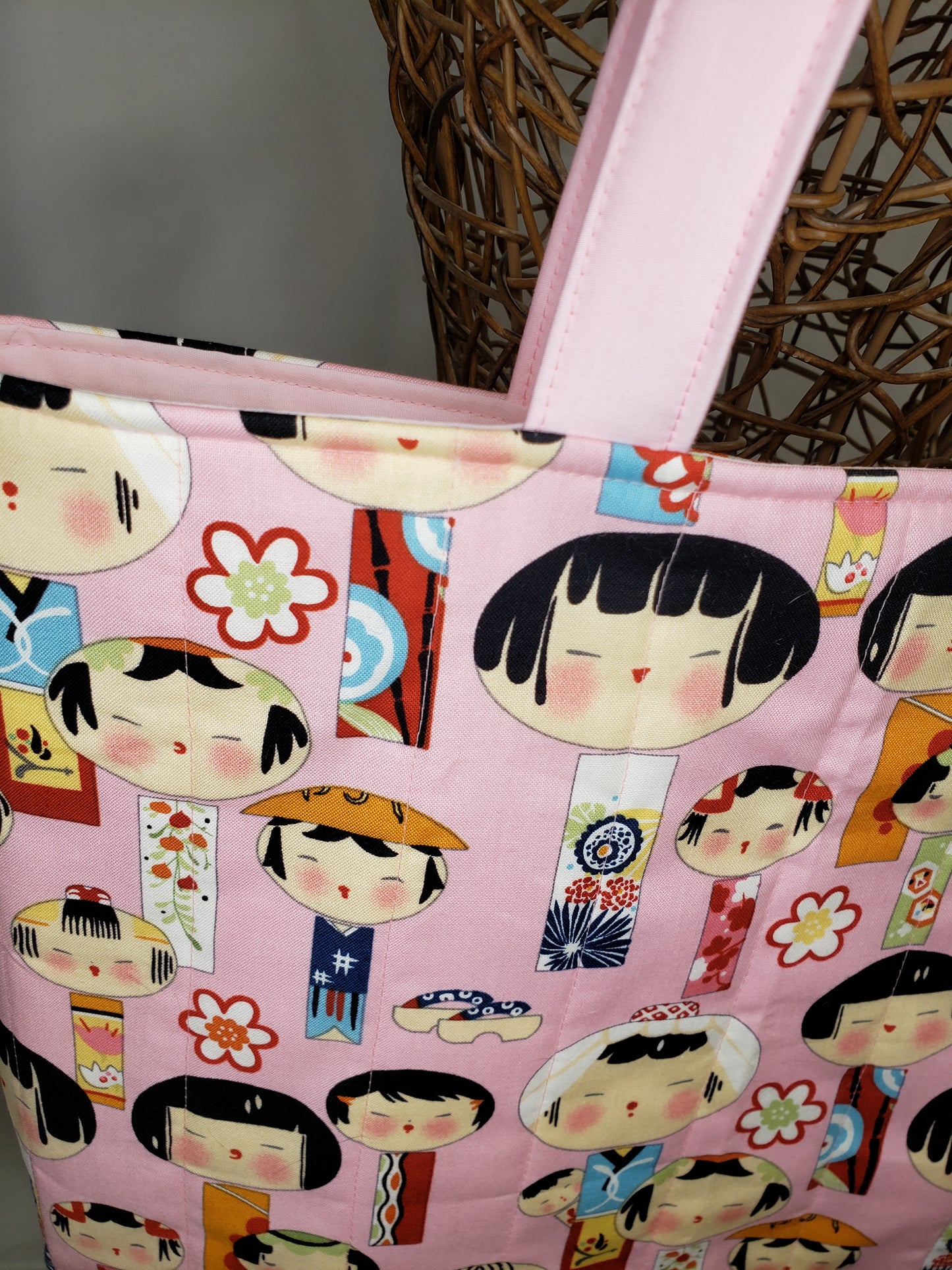 Tote bag, Pink Tote Bag, Asian inspired Tote Bag, Pink Project Tote, Pink Travel Bag, Large Carry Bag, Colourful Tote