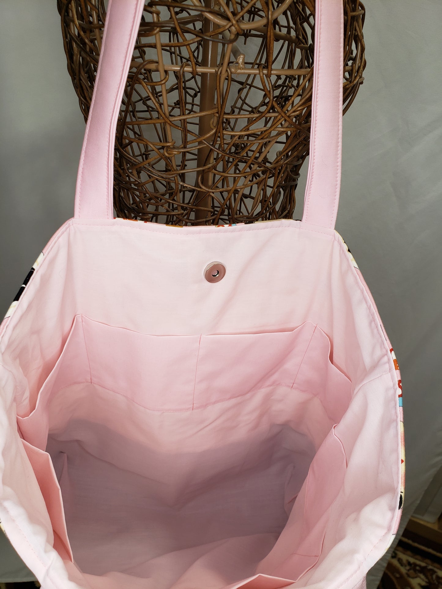 Tote bag, Pink Tote Bag, Asian inspired Tote Bag, Pink Project Tote, Pink Travel Bag, Large Carry Bag, Colourful Tote