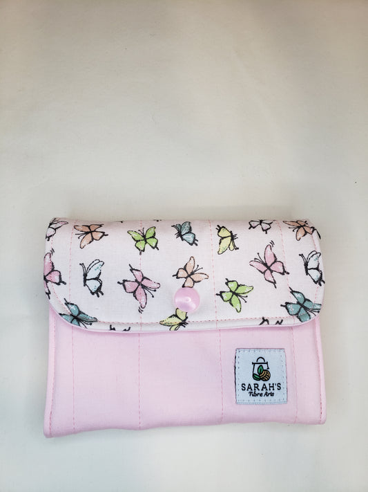 Butterfly small wallet, Pink coin pouch, Butterfly Coin purse, Small Wallet, Change Purse, Card Holder, Notions Bag