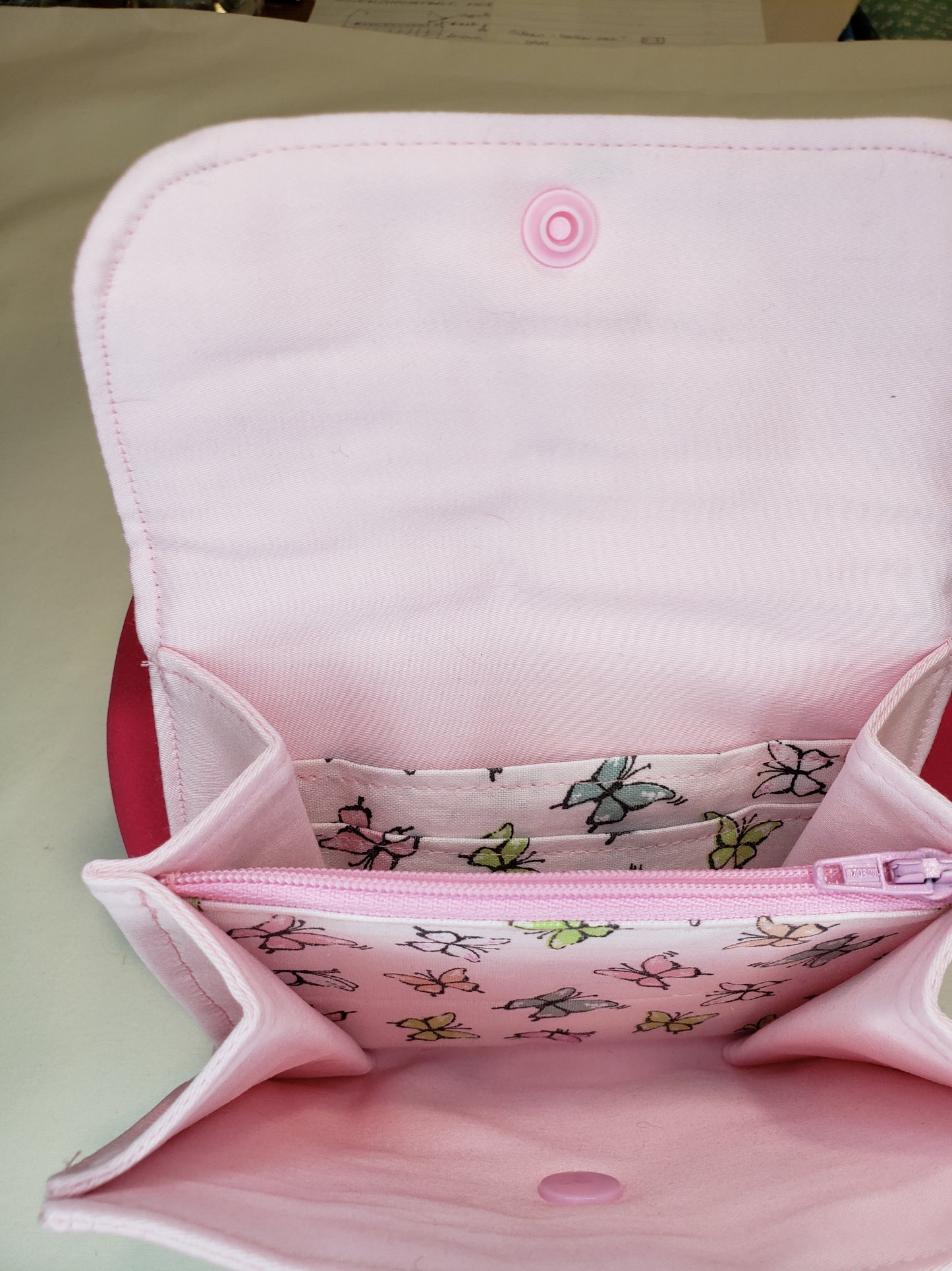 Wallet, Butterfly small wallet, Pink coin pouch, Butterfly Coin purse, Small Wallet, Change Purse, Card Holder, Notions Bag