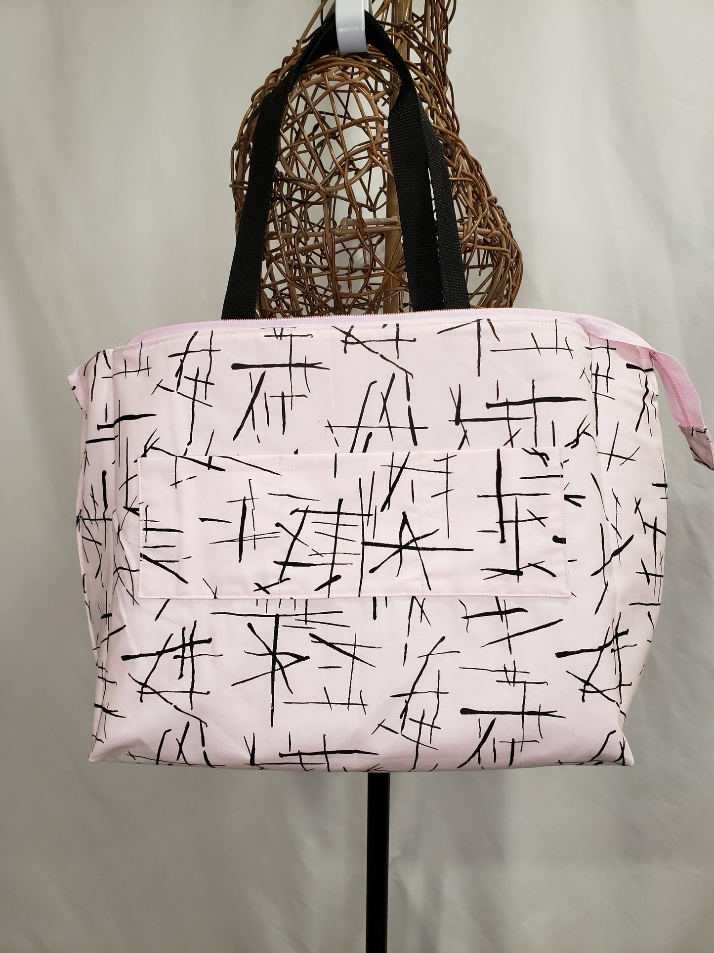 Tote Bag, Ballerina Zippered Tote Bag, Ballerina Tote bag, Grey Carry bag, Large Project bag, Large travel bag