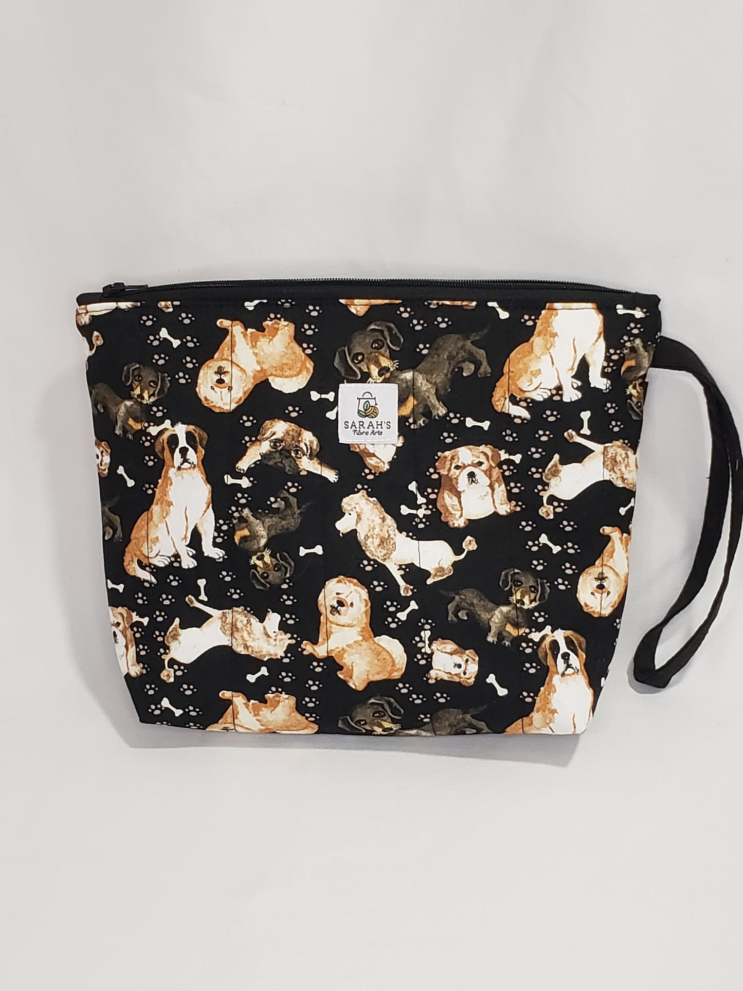 Zippered bag, Small project bag with handle, Dog cosmetics bag, Dog small project bag, Cosmetics bag, Zippered bag with handle