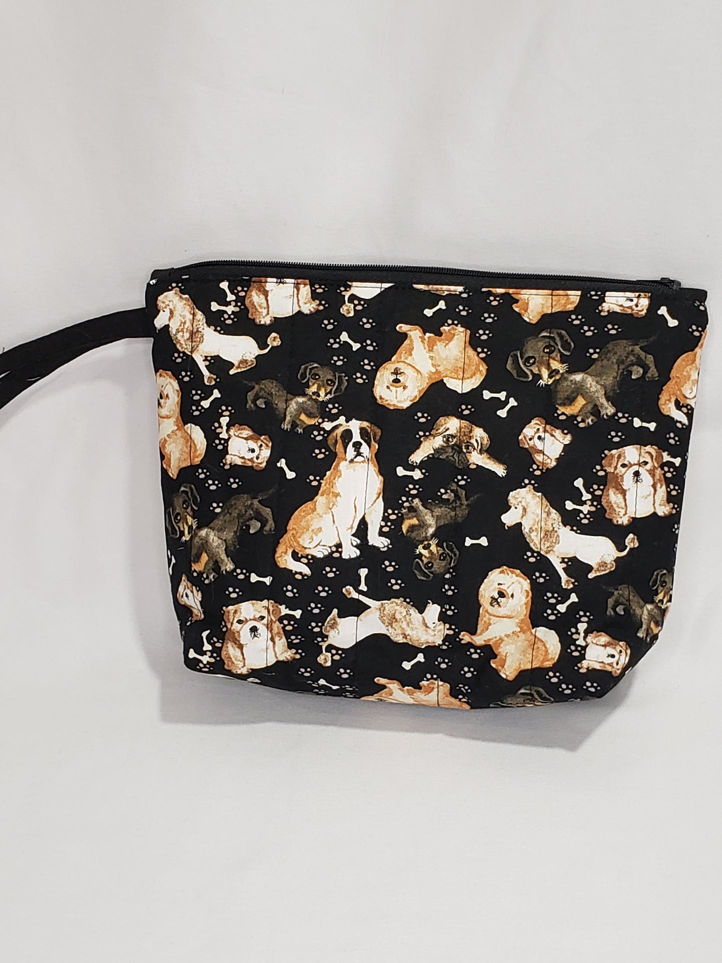 Zippered bag, Small project bag with handle, Dog cosmetics bag, Dog small project bag, Cosmetics bag, Zippered bag with handle