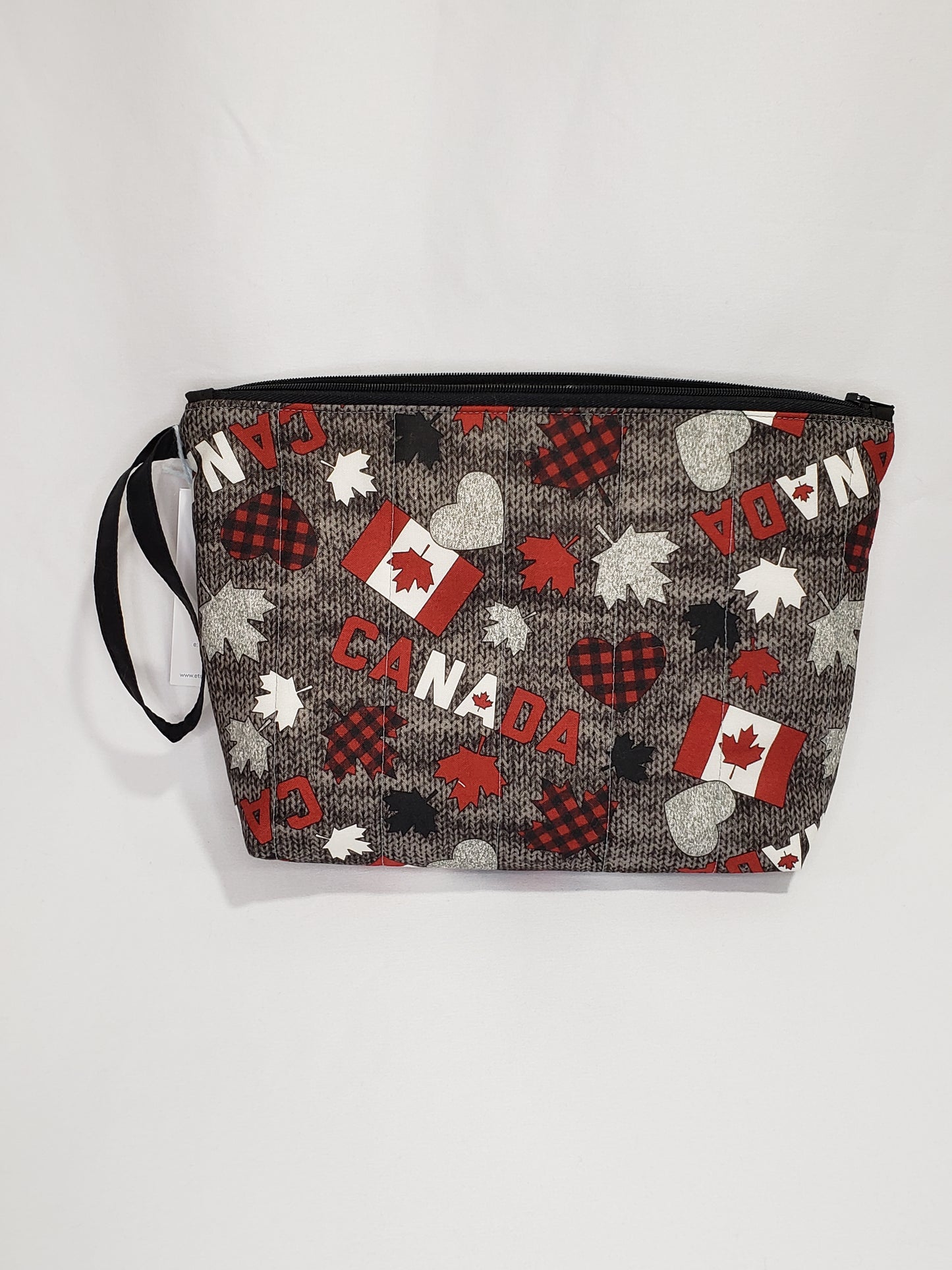 Zippered bag, Canada project bag with handle, Canada cosmetics bag, Canada small project bag, Cosmetics bag, Zippered bag with handle