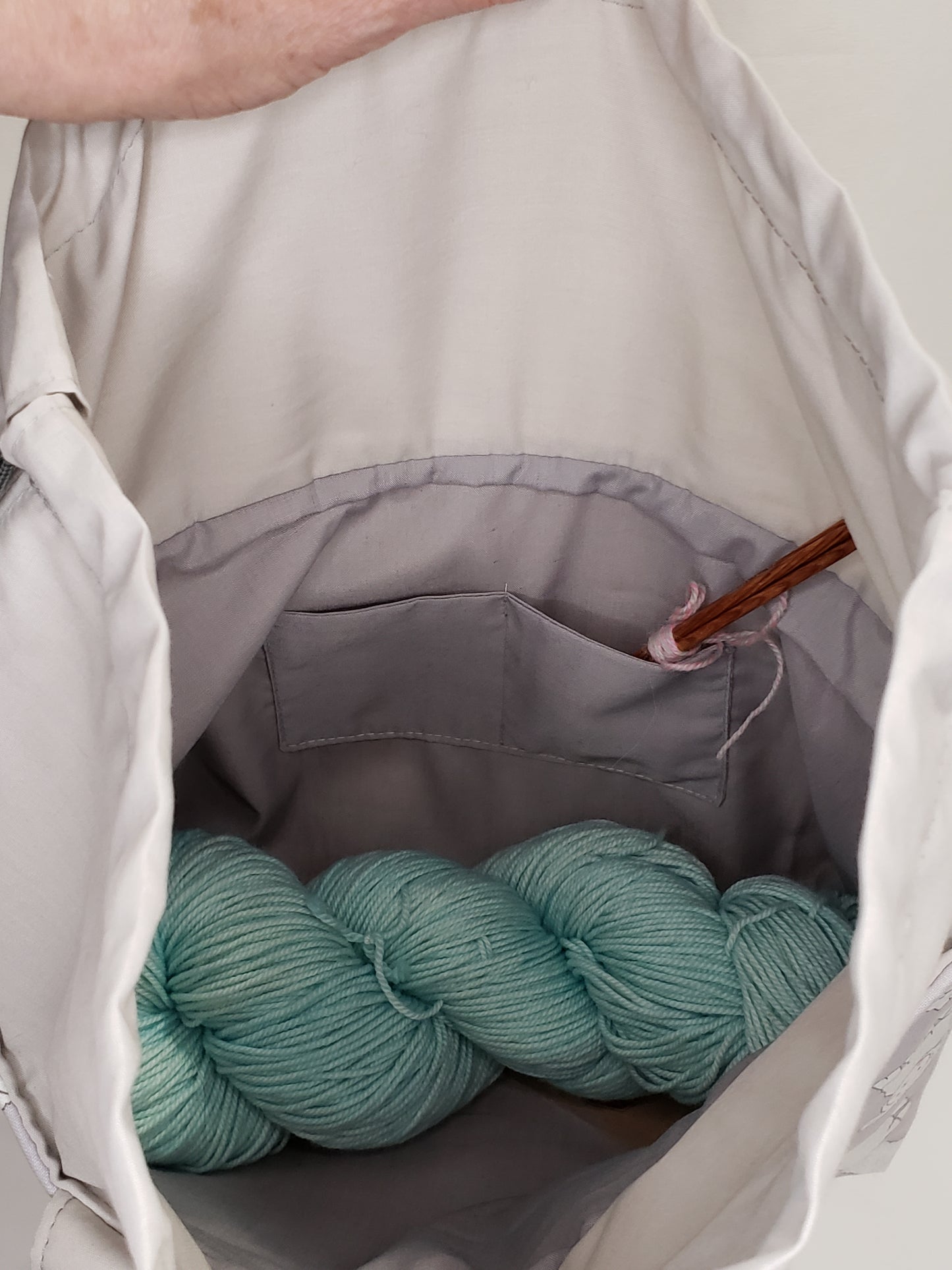 Drawstring project bag, Sheep Drawstring project bag, Sheep Drawstring Bag, Grey Drawstring Bag, Sheep Project Bag