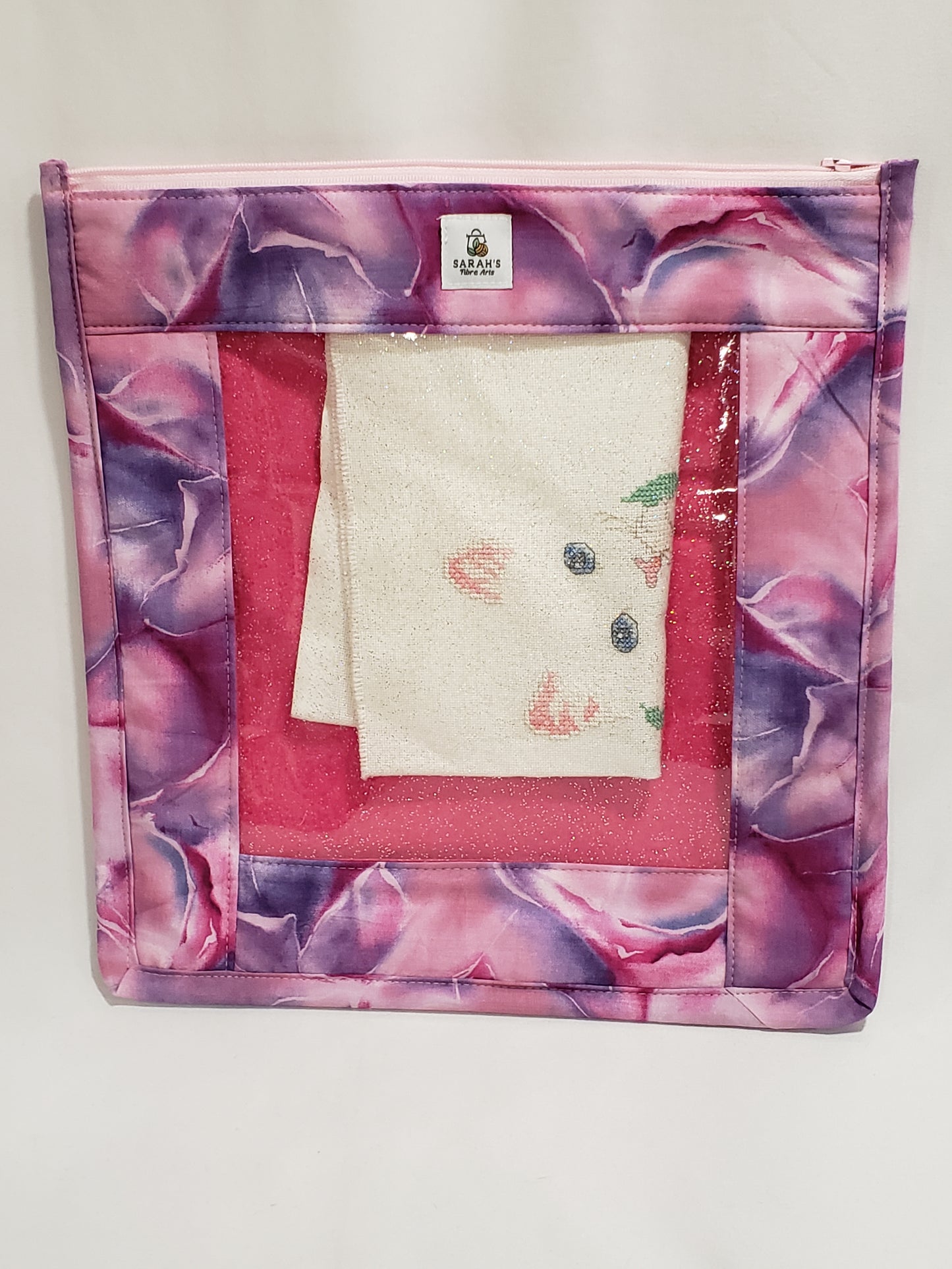 Clear Pocket Project bag, Zippered pouch, Embroidery Project Bag