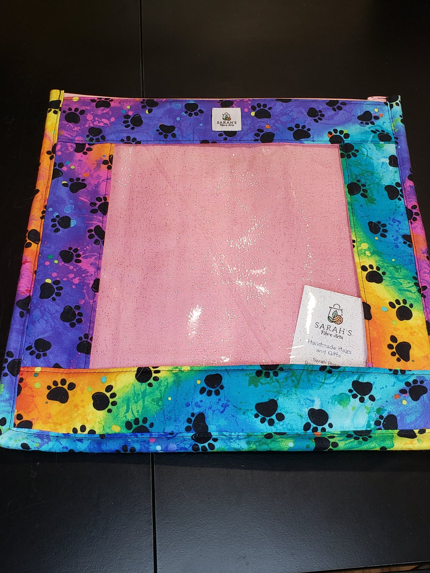 Clear Pocket Project bag, Zippered pouch, Embroidery Project Bag