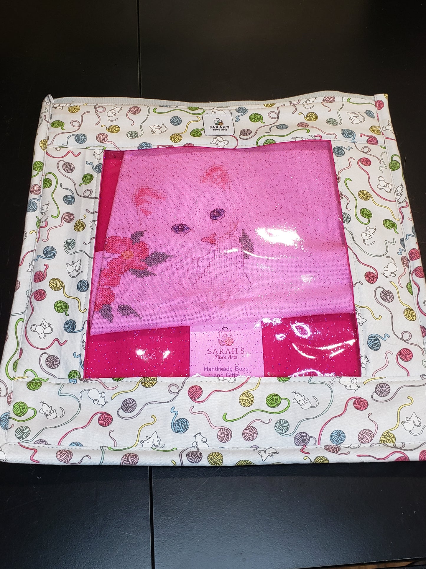 Clear Pocket Project bag, Zippered pouch, Embroidery Project Bag