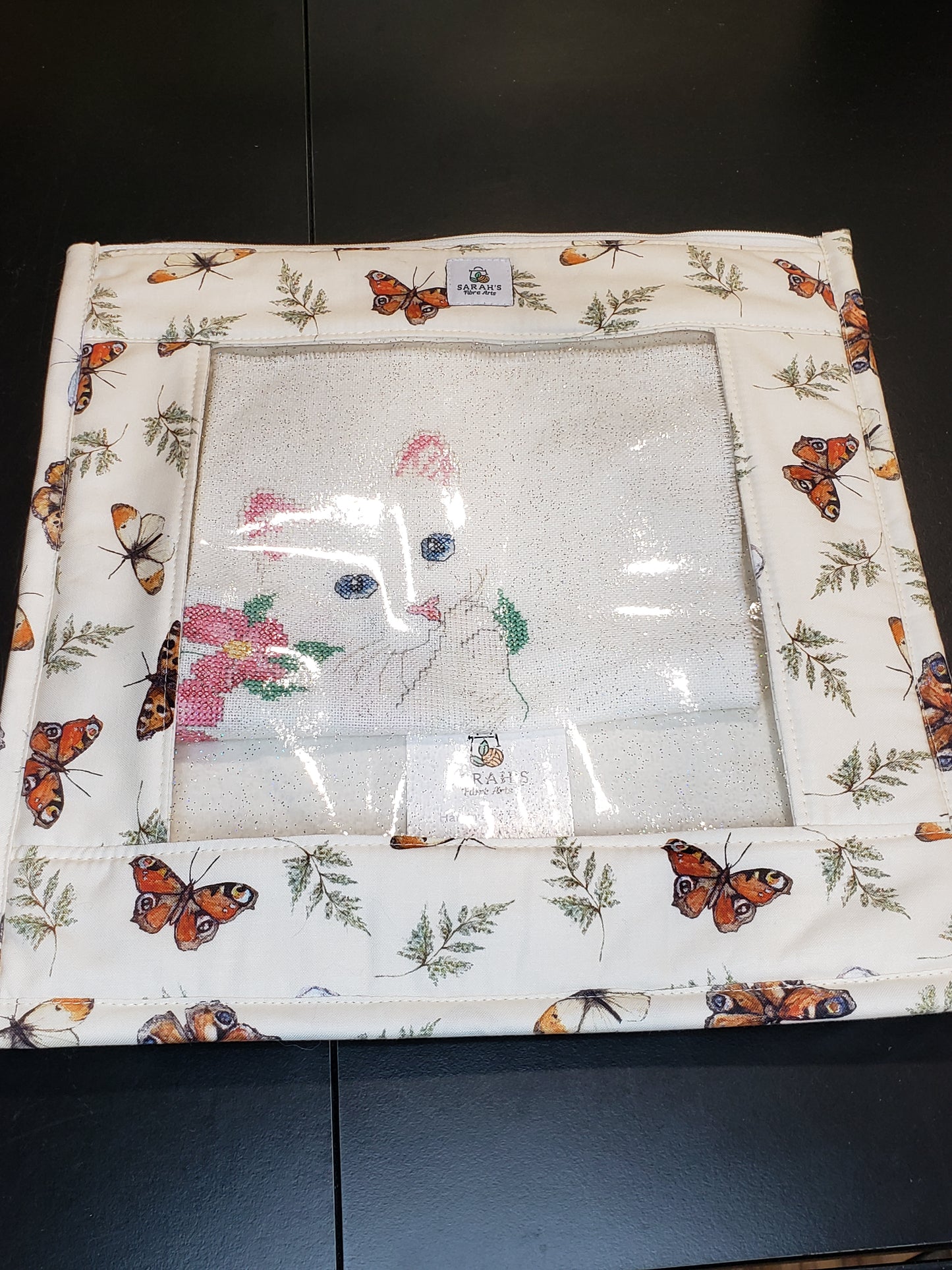 Clear Pocket Project bag, Zippered pouch, Embroidery Project Bag