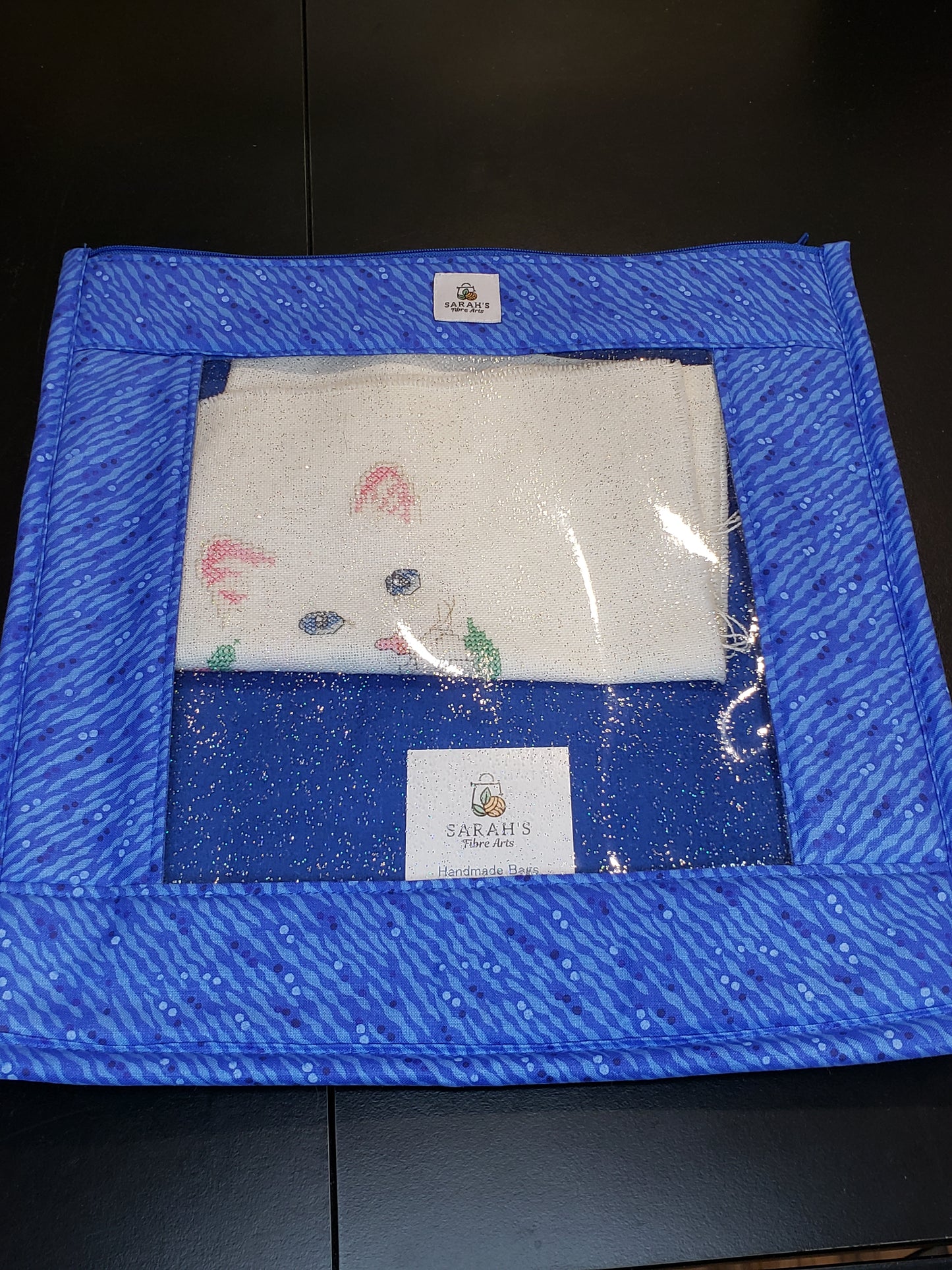 Clear Pocket Project bag, Zippered pouch, Embroidery Project Bag