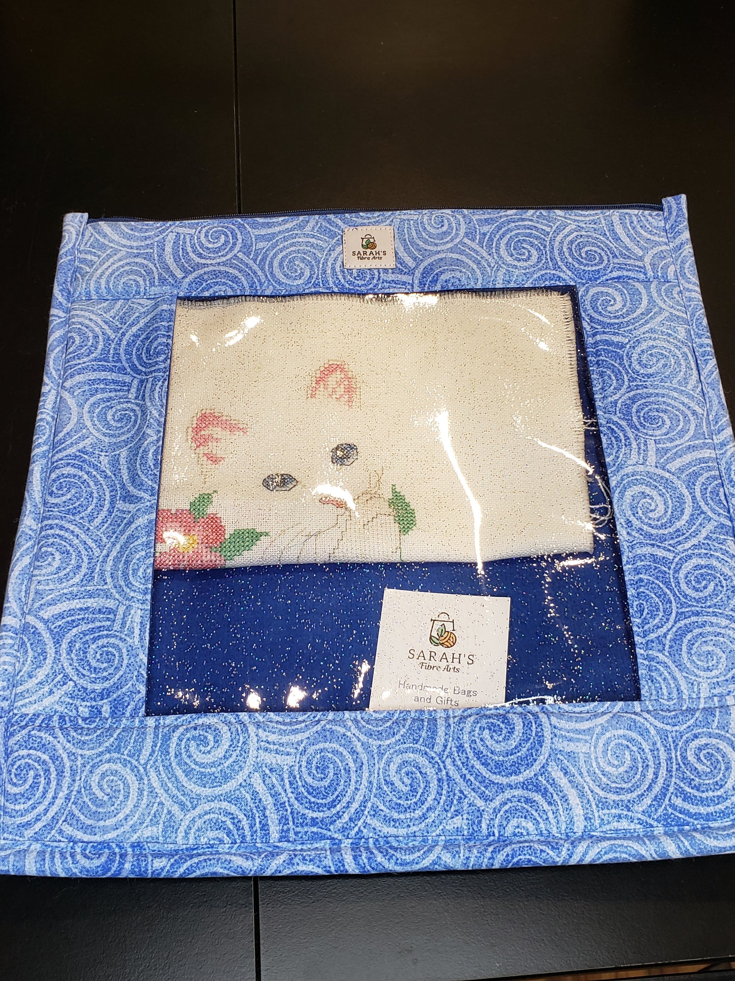 Clear Pocket Project bag, Zippered pouch, Embroidery Project Bag