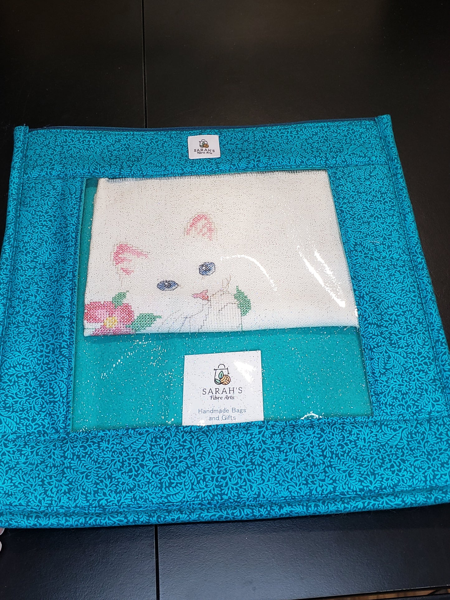 Clear Pocket Project bag, Zippered pouch, Embroidery Project Bag