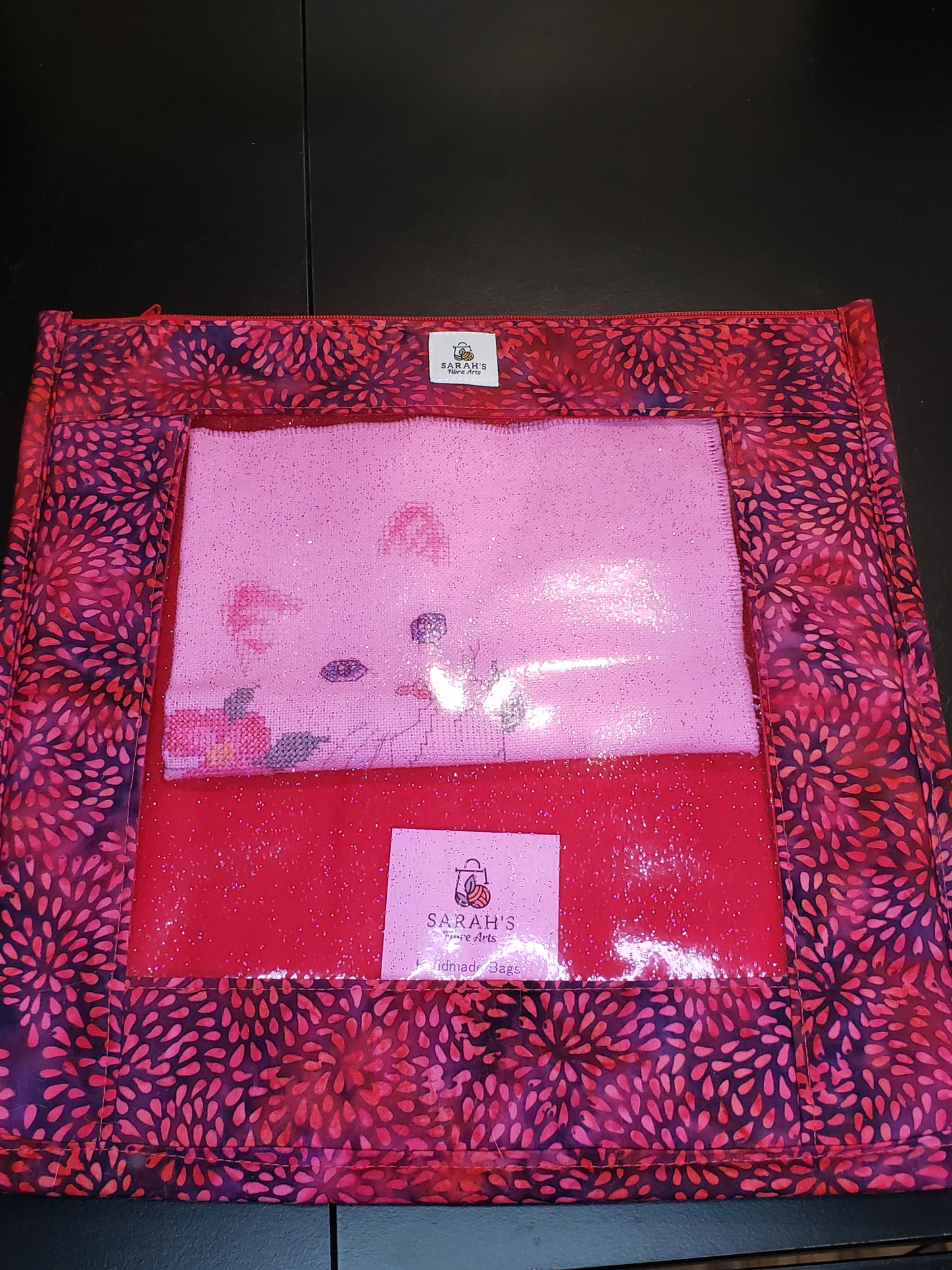 Clear Pocket Project bag, Zippered pouch, Embroidery Project Bag