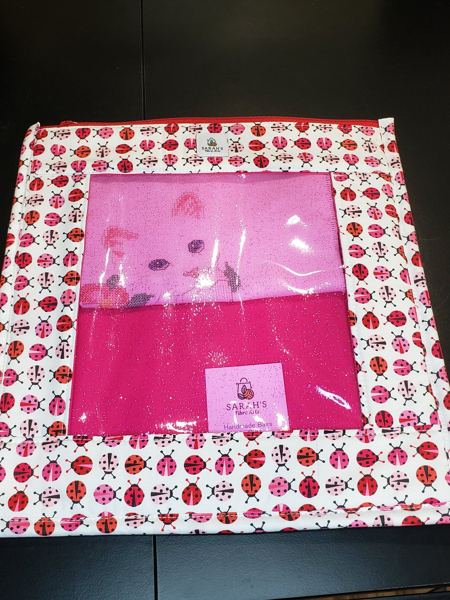 Clear Pocket Project bag, Zippered pouch, Embroidery Project Bag