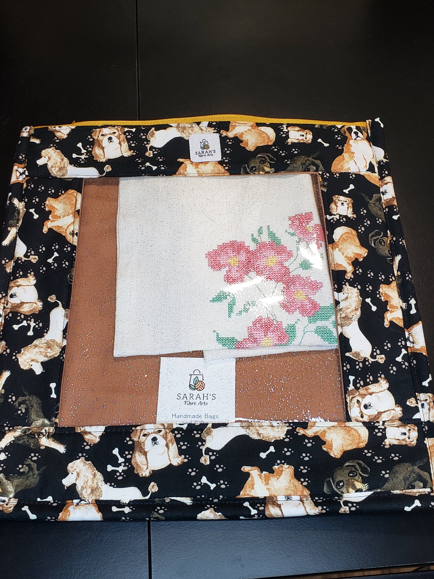 Clear Pocket Project bag, Zippered pouch, Embroidery Project Bag