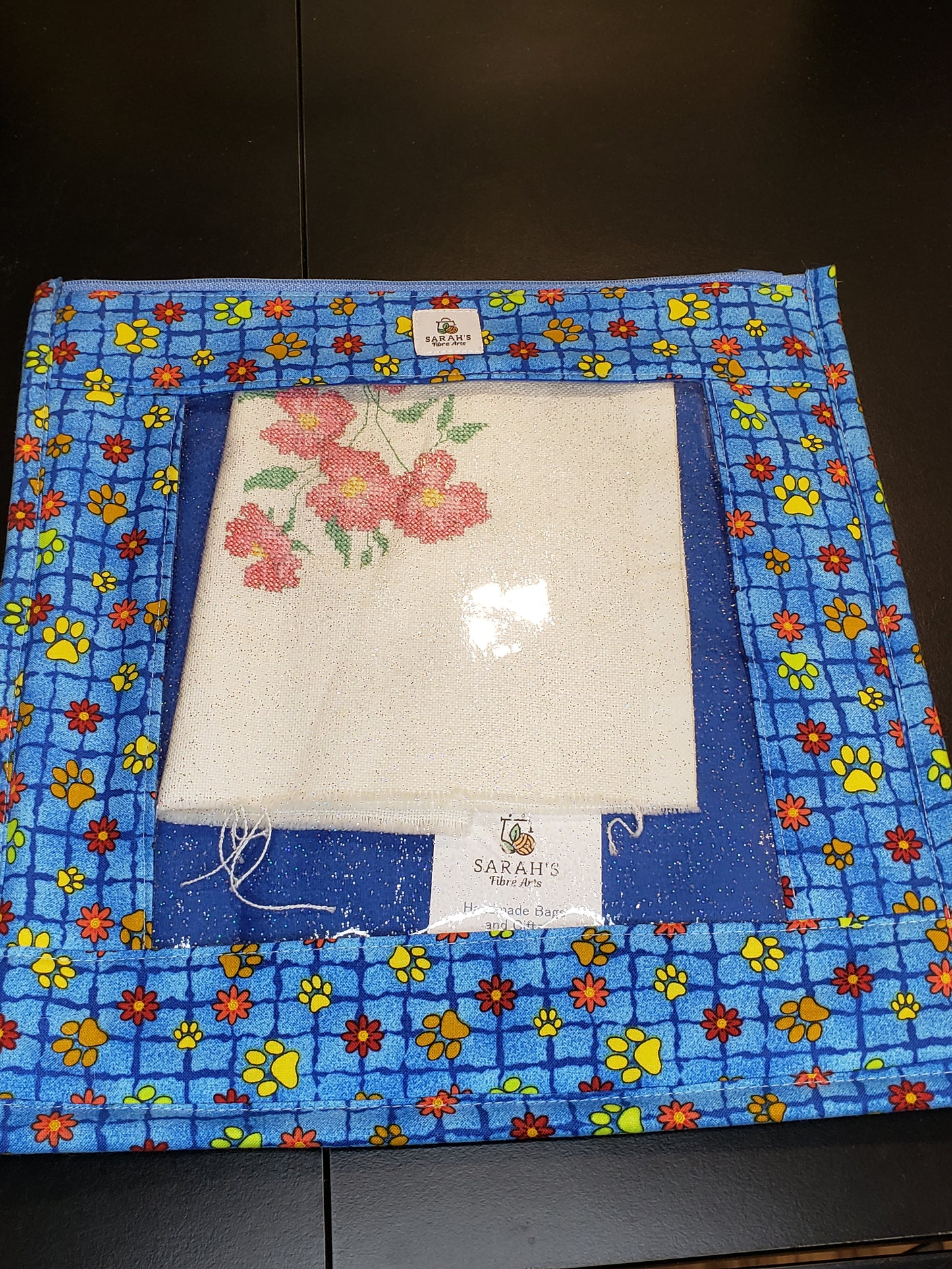 Clear Pocket Project bag, Zippered pouch, Embroidery Project Bag