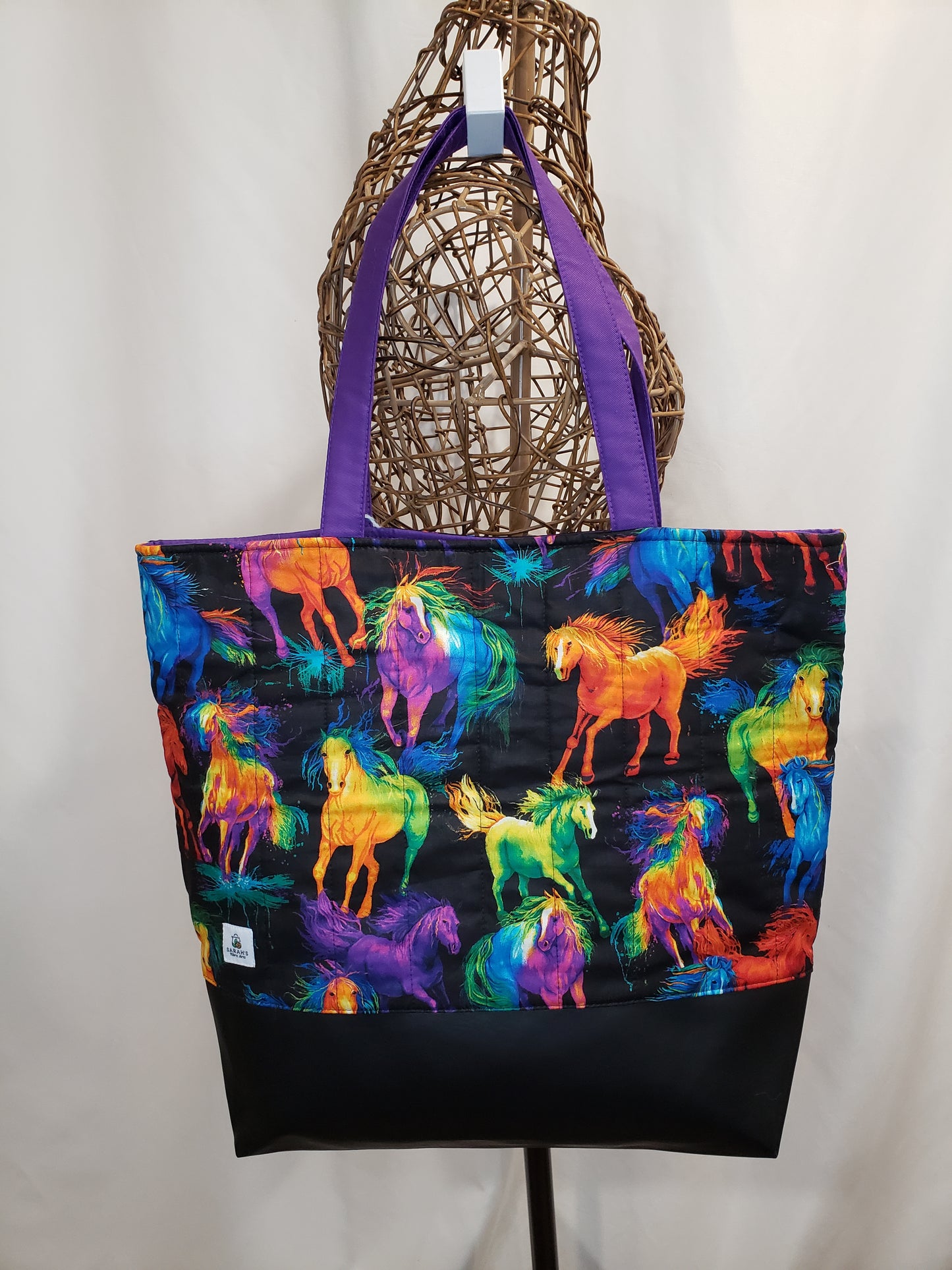Tote Bag, Horse Tote Bag, black Tote bag, Black project bag, Horse Project bag, Horse travel bag, Large travel bag, Large carry bag