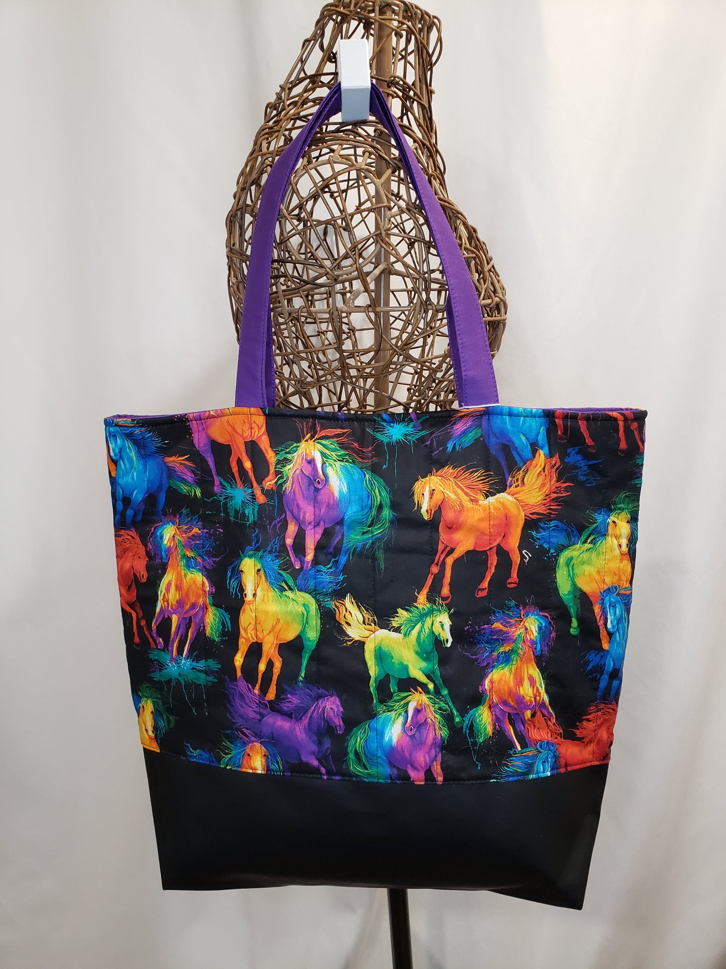 Tote Bag, Horse Tote Bag, black Tote bag, Black project bag, Horse Project bag, Horse travel bag, Large travel bag, Large carry bag