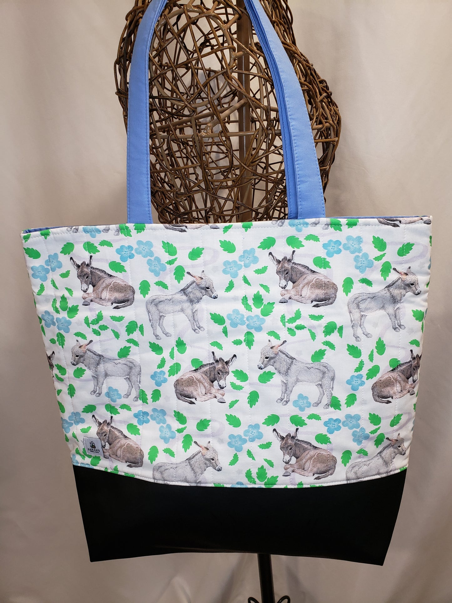 Tote Bag, Donkey Tote Bag, White Tote bag, White project bag, Donkey Project bag, Donkey travel bag, Large travel bag, Large carry bag