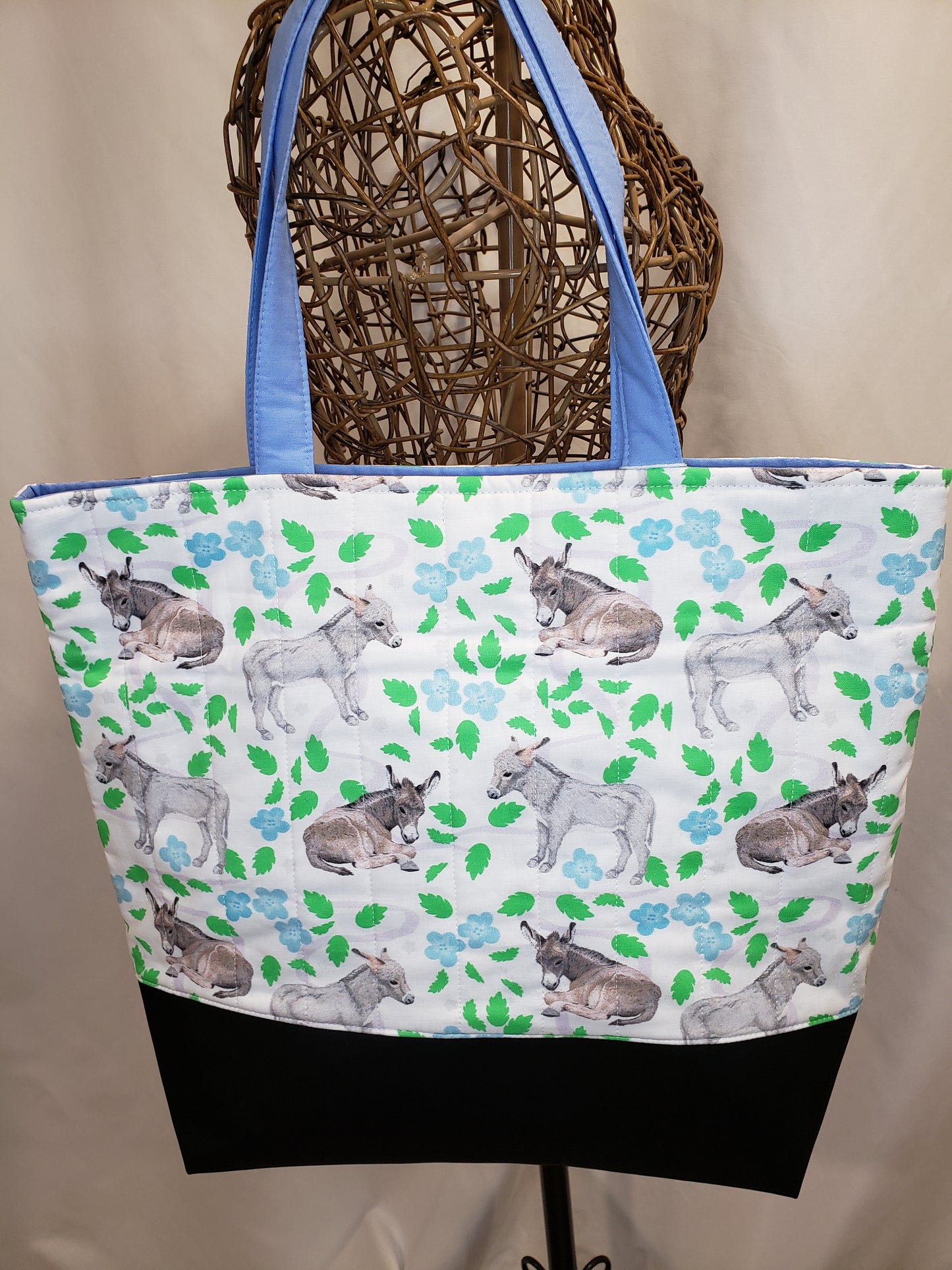 Tote Bag, Donkey Tote Bag, White Tote bag, White project bag, Donkey Project bag, Donkey travel bag, Large travel bag, Large carry bag