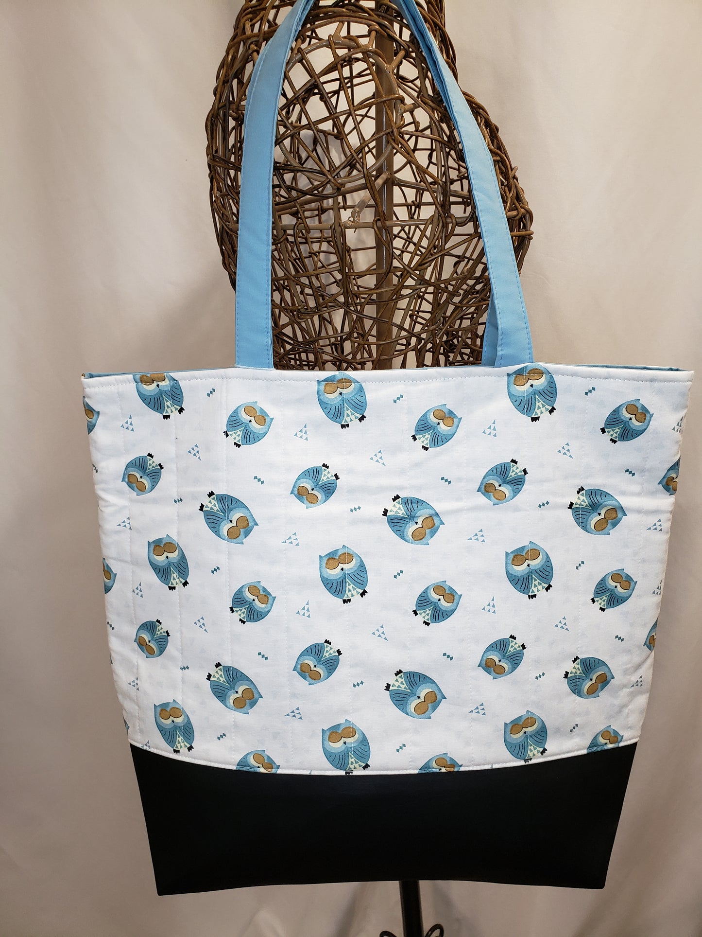 Tote Bag, Owl Tote Bag, White Tote bag, White project bag, Owl Project bag, Owl travel bag, Large travel bag, Large carry bag