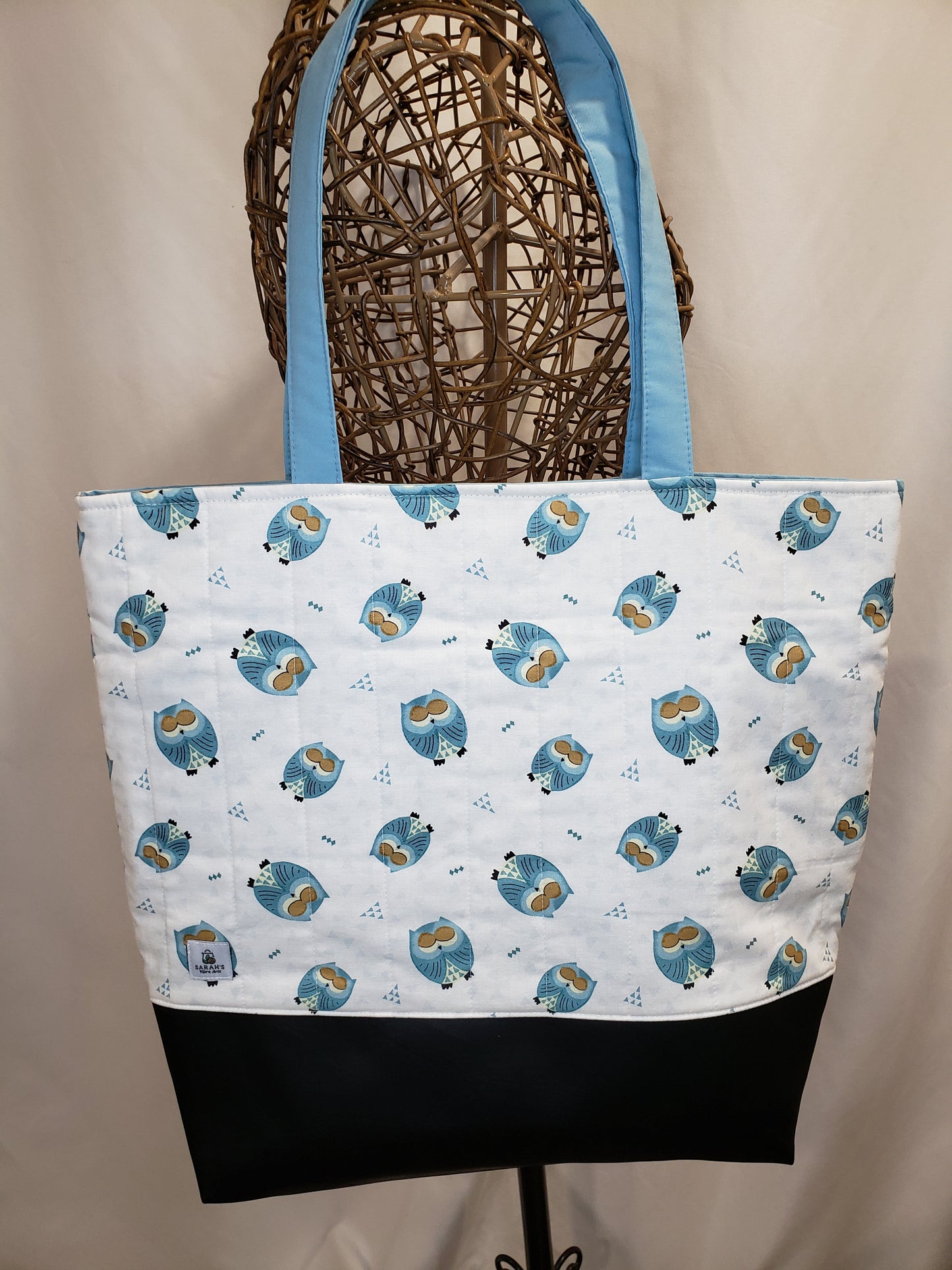 Tote Bag, Owl Tote Bag, White Tote bag, White project bag, Owl Project bag, Owl travel bag, Large travel bag, Large carry bag