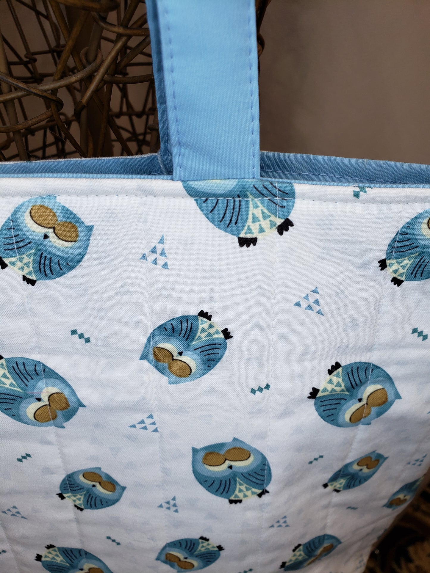 Tote Bag, Owl Tote Bag, White Tote bag, White project bag, Owl Project bag, Owl travel bag, Large travel bag, Large carry bag