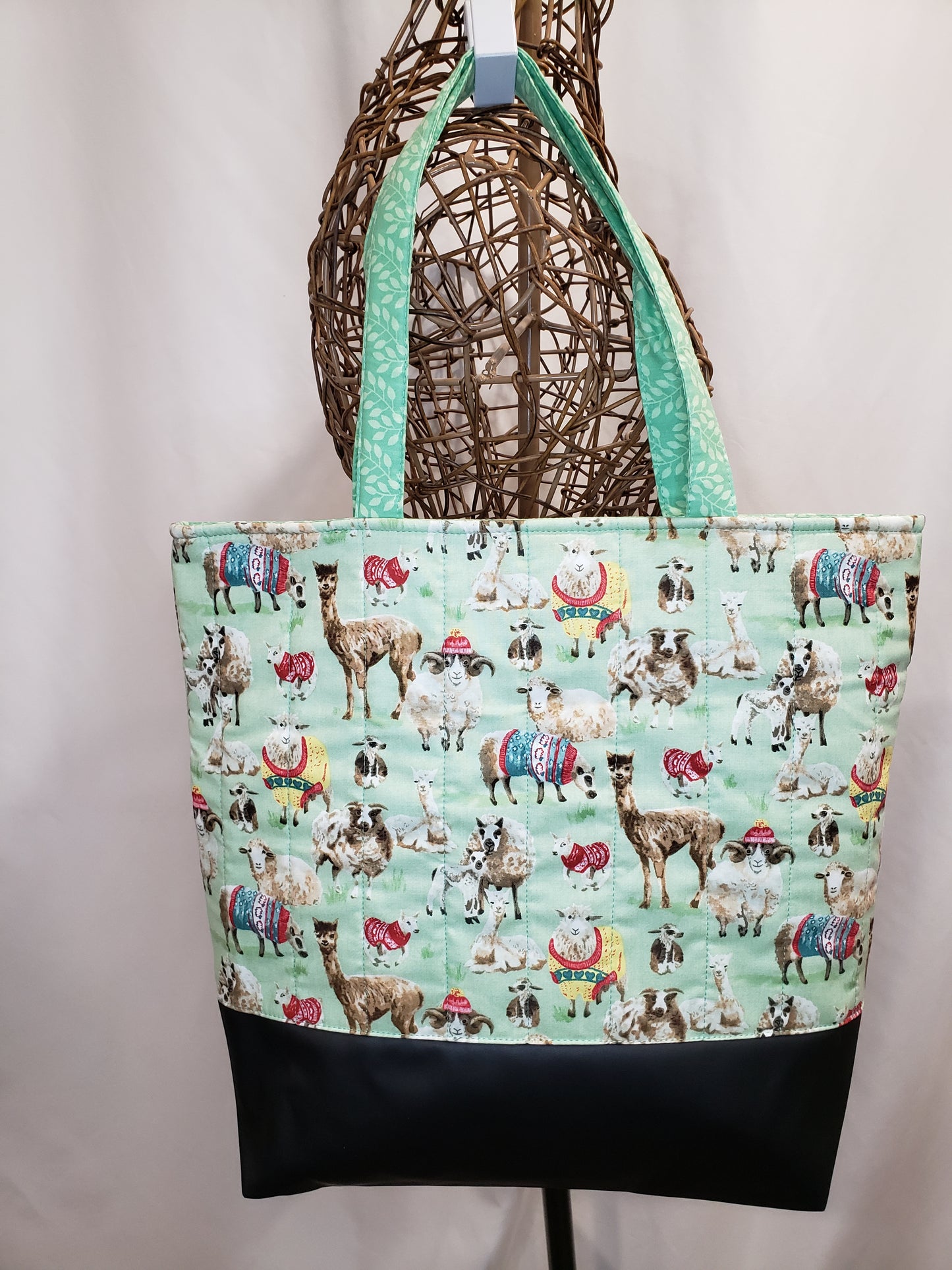Tote bag, Alpaca Tote Bag, Quilted Tote Bag, Alpaca Carry Bag, Sheep Tote bag
