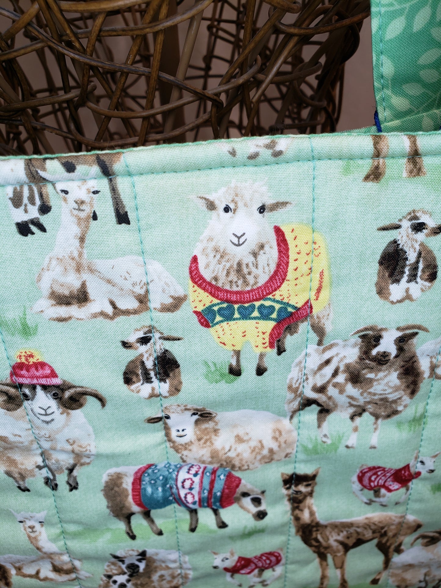 Tote bag, Alpaca Tote Bag, Quilted Tote Bag, Alpaca Carry Bag, Sheep Tote bag