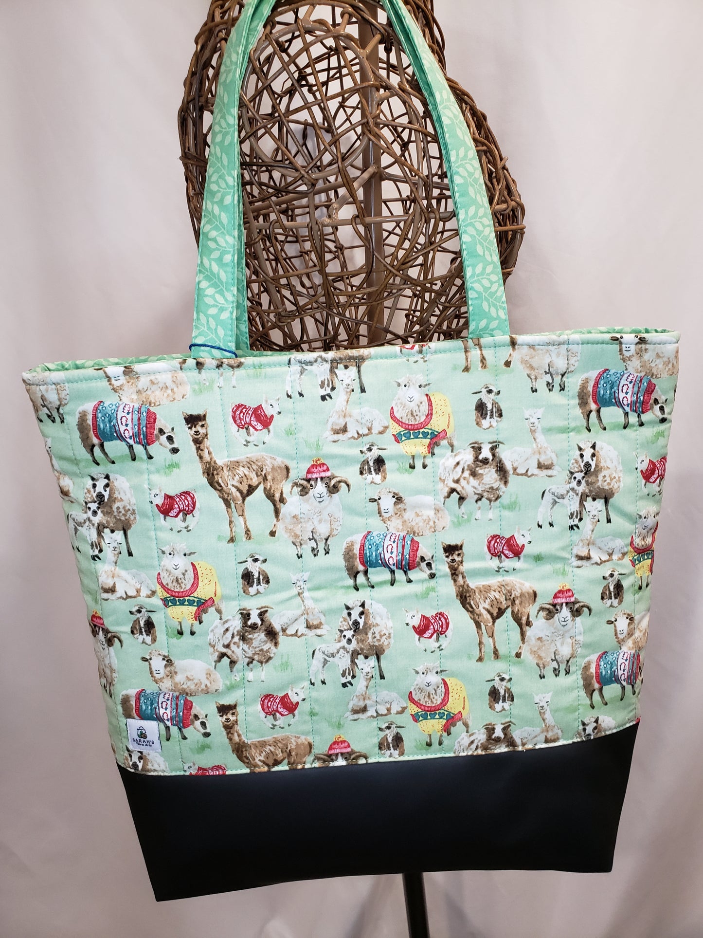 Tote bag, Alpaca Tote Bag, Quilted Tote Bag, Alpaca Carry Bag, Sheep Tote bag