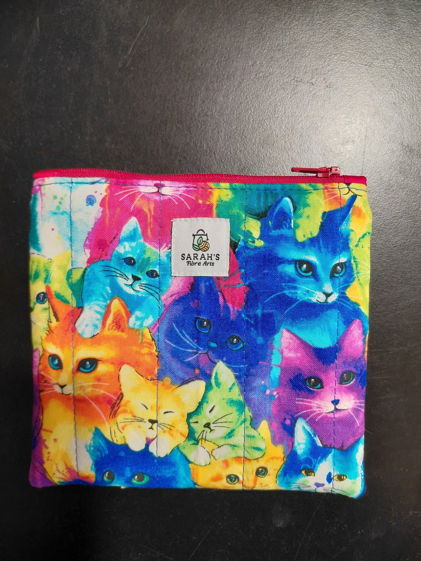 Zippered pouch, Cats notions bag, Cat coin purse, cat coin pouch, colourful cats bag, exotic cats bag