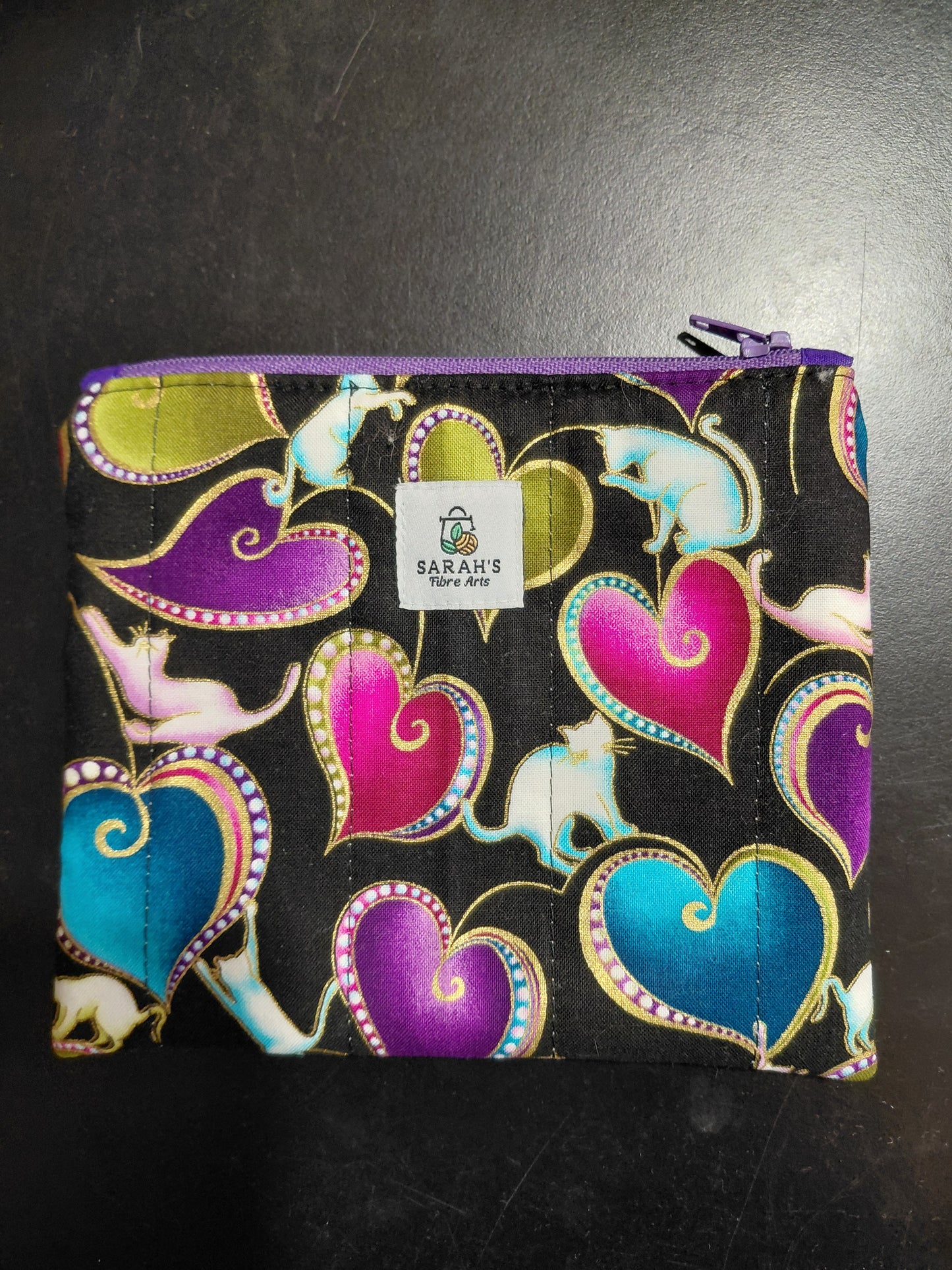 Zippered pouch, Cats notions bag, Cat coin purse, cat coin pouch, colourful cats bag, exotic cats bag