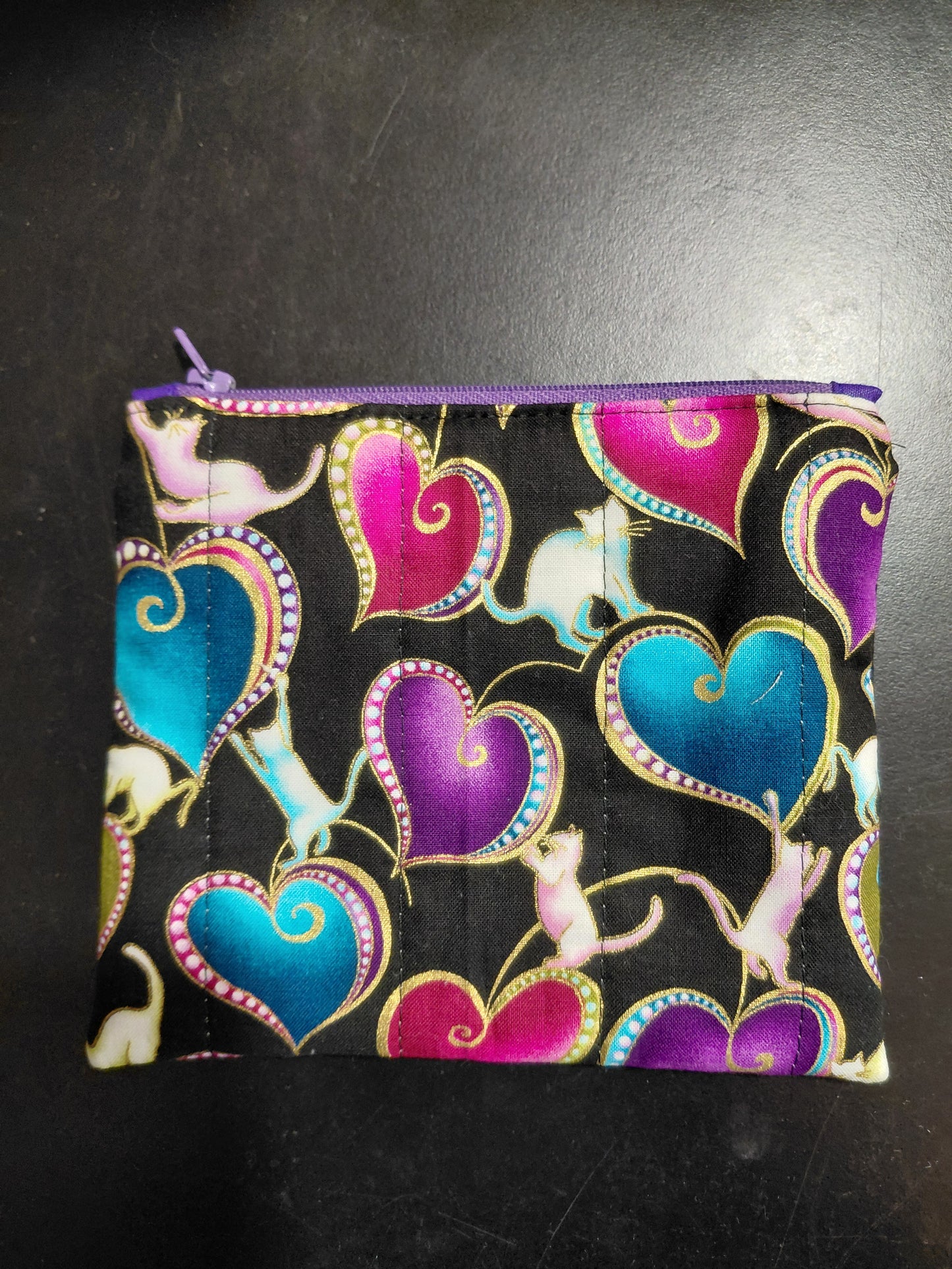 Zippered pouch, Cats notions bag, Cat coin purse, cat coin pouch, colourful cats bag, exotic cats bag
