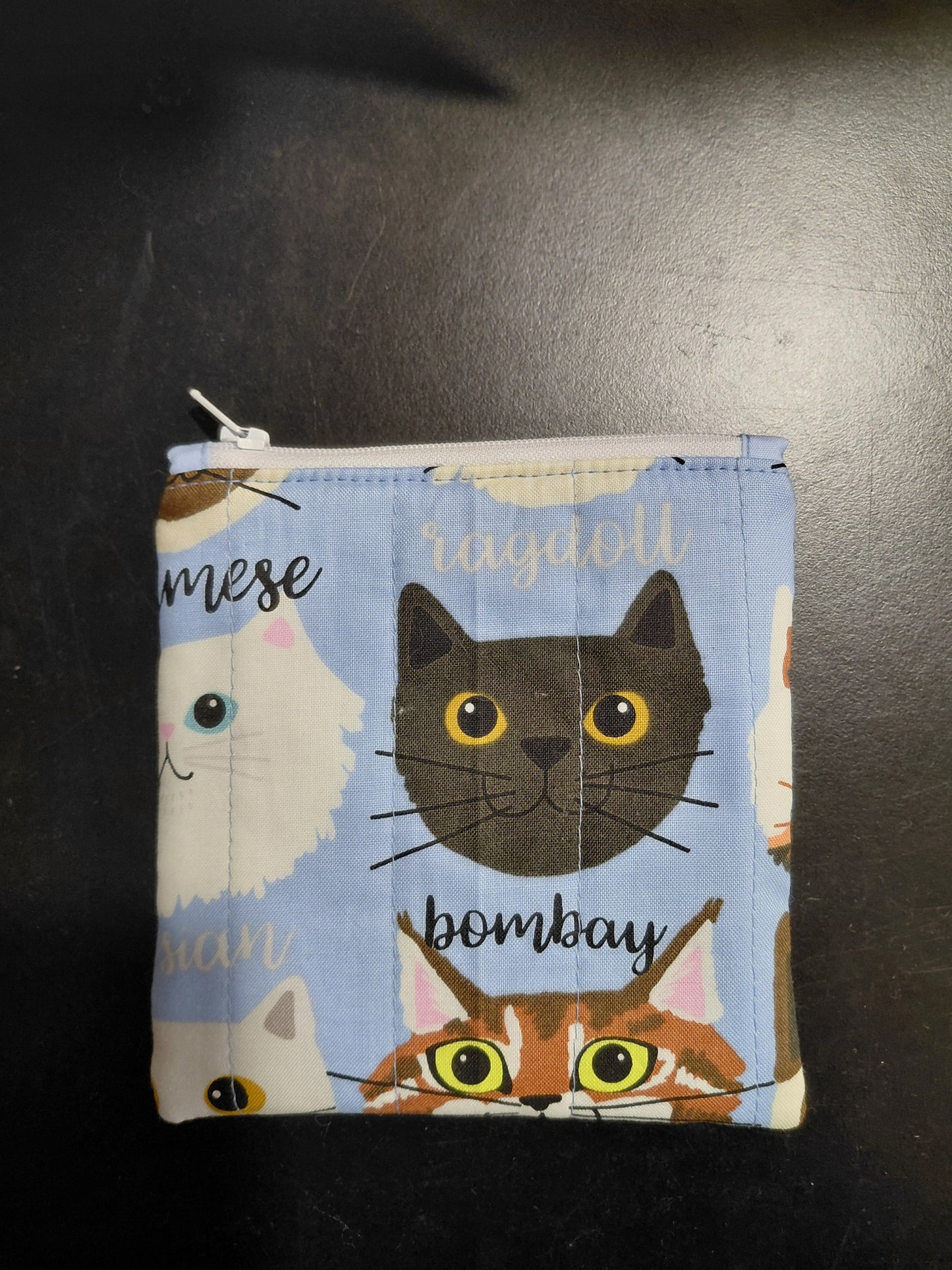Zippered pouch, Cats notions bag, Cat coin purse, cat coin pouch, colourful cats bag, exotic cats bag
