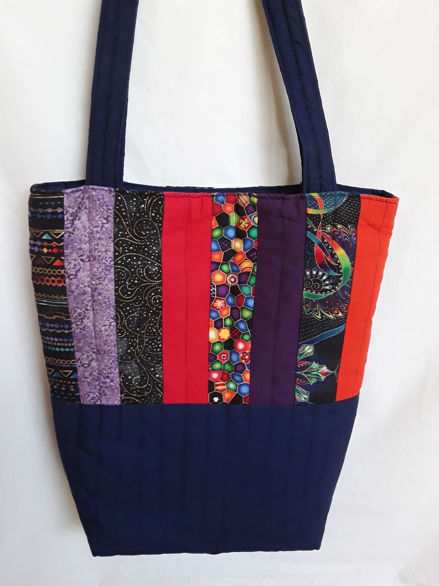 Tote bag, Colourful Tote Bag, Blue Tote Bag, Blue Project Tote, Large Carry Bag, Gift for Her, Gift for Knitter, Gift for Crocheter