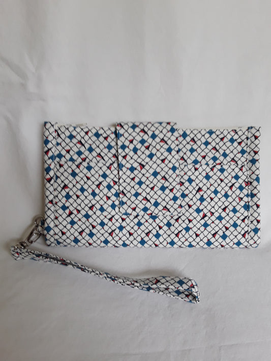 Wallet, White, Blue & Red wallet with removable wrist strap, Wallet and card holder