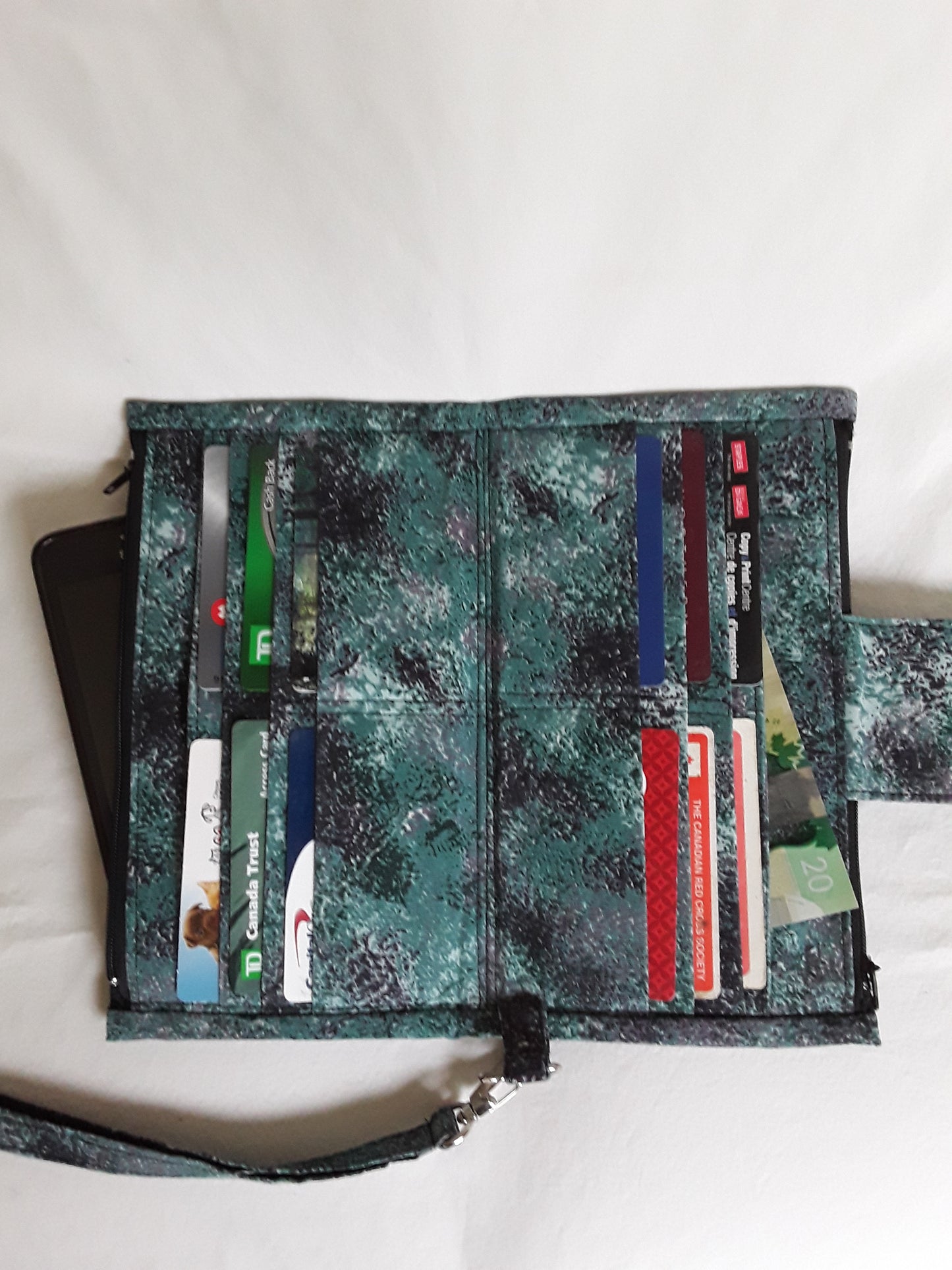 Wallet, Teal wallet with removable wrist strap, Wallet and card holder