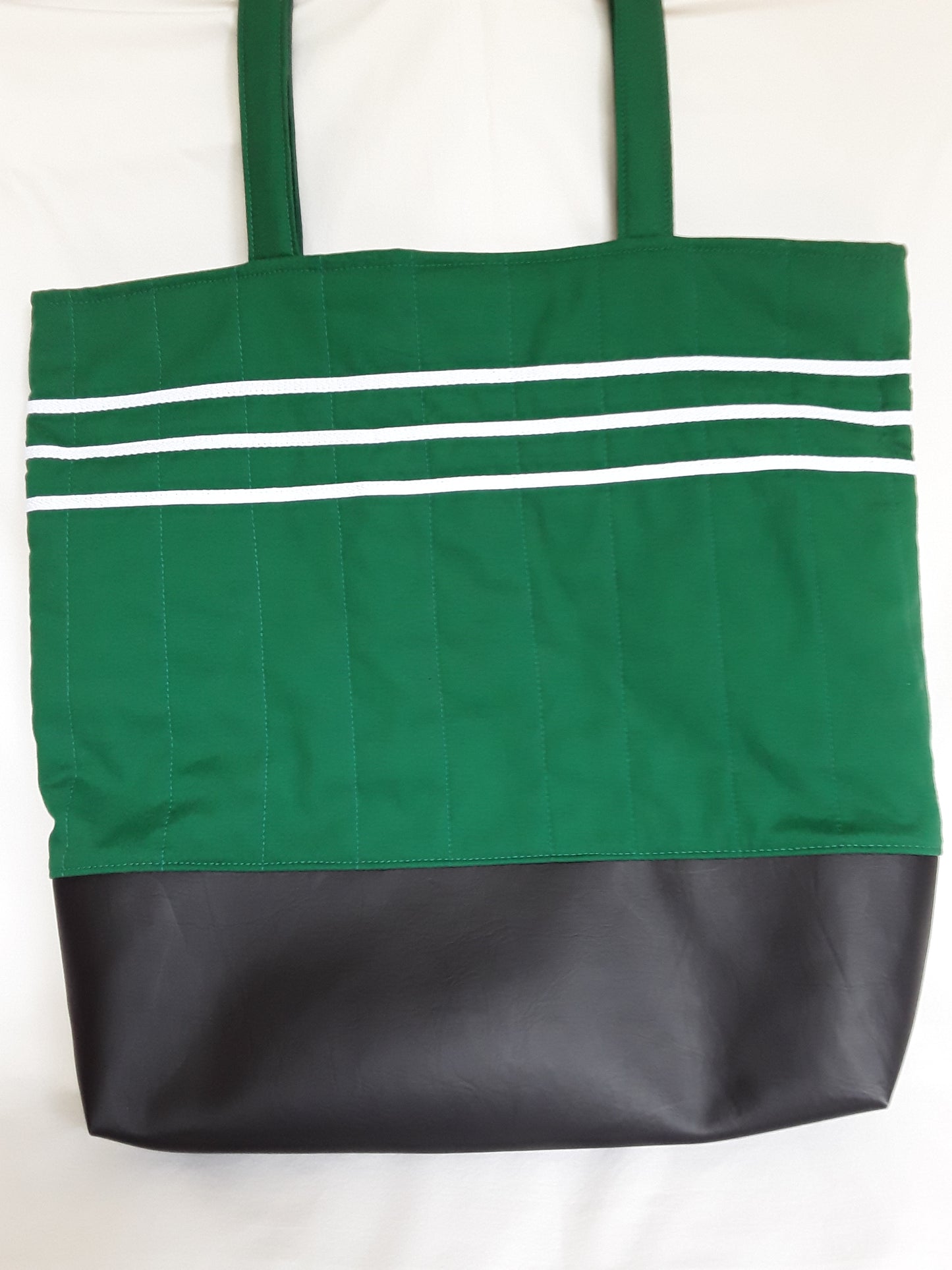 Tote Bag, Green bag with White Stripes Tote, Green Tote bag, Green carry bag, Green Travel bag