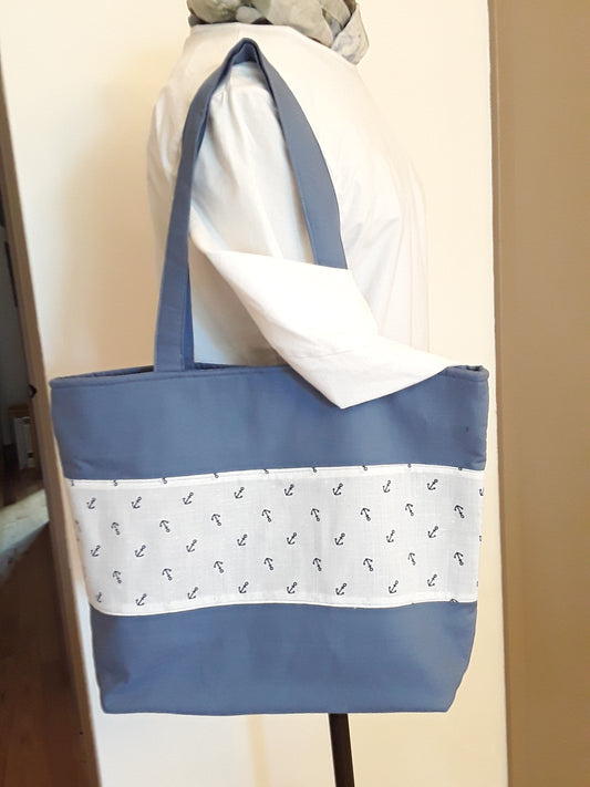Blue Handbag with small Anchor design