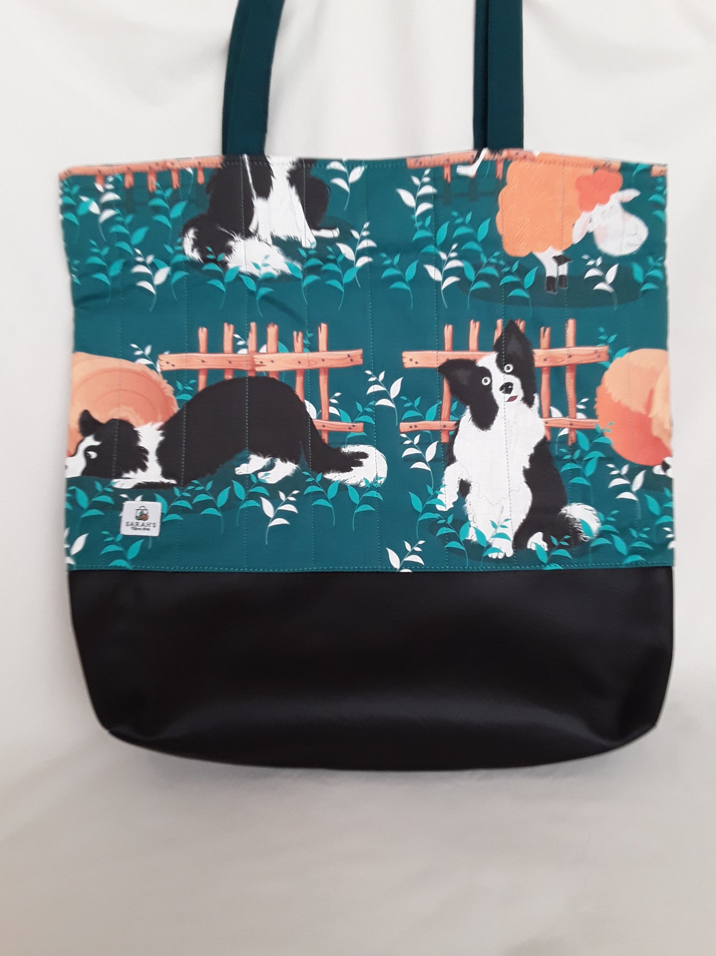 Tote bag, Sheep Dog Tote Bag, Border Collie Tote Bag, Quilted Tote Bag, Dog Tote Bag