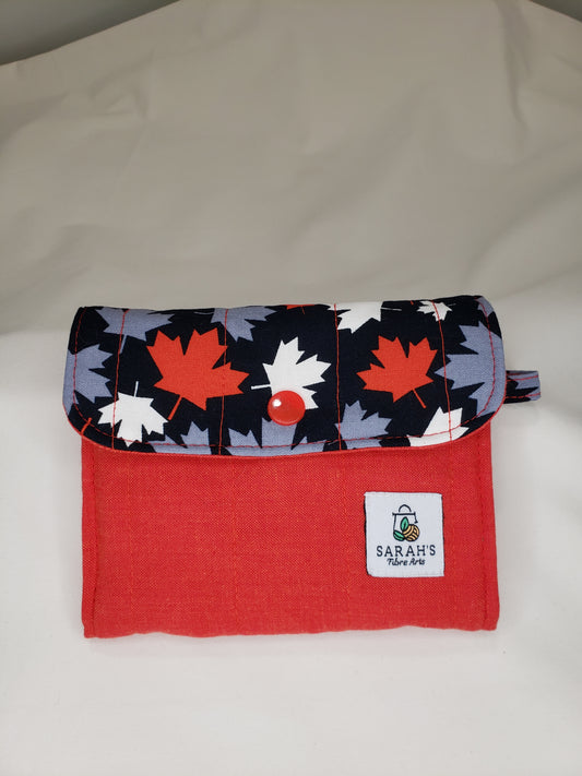 Wallet, Red small wallet, Red coin pouch, Maple Leaf Coin purse, Small Wallet, Change Purse, Card Holder, Notions Bag