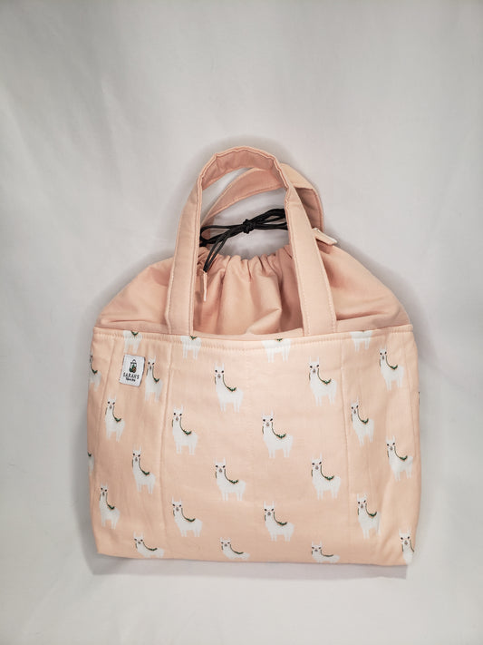 Alpaca Drawstring project bag, Peach Project Bag, Apricot Drawstring Bag, Orange Knitting bag, Peach Crochet bag