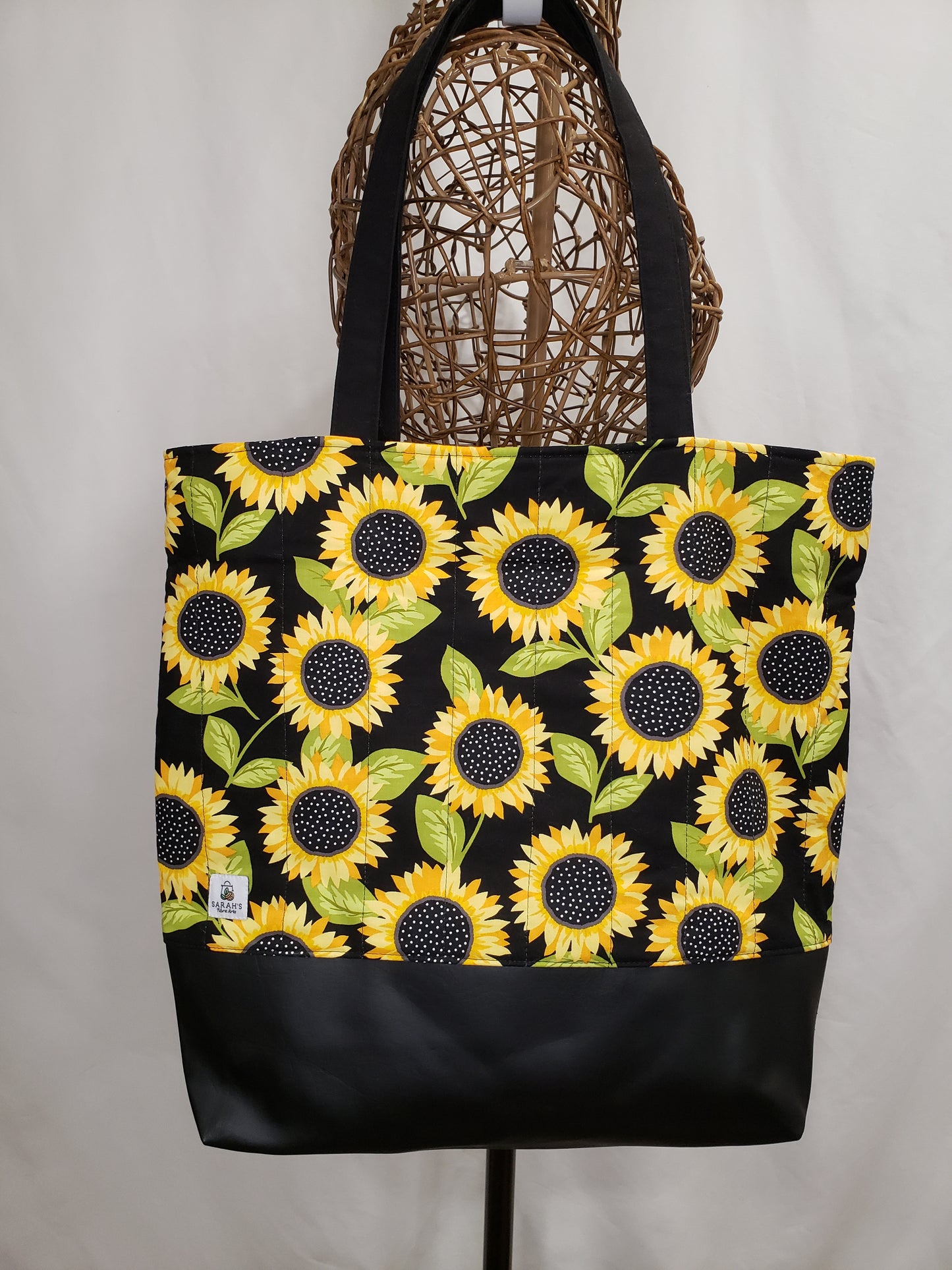 Tote bag, Quilted Tote Bag, Sunflower bag