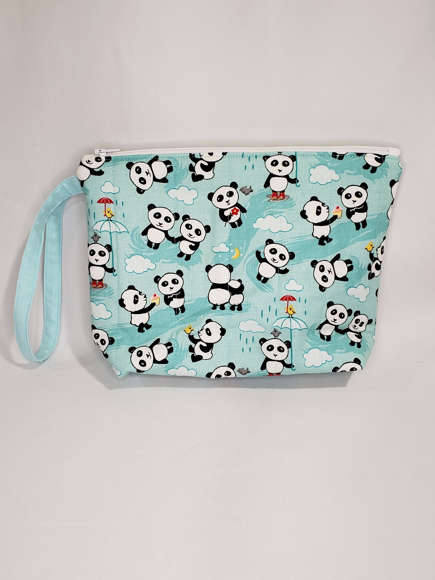 Zippered bag, Small project bag with handle, Panda cosmetics bag, Panda small project bag, Cosmetics bag, Zippered bag with handle