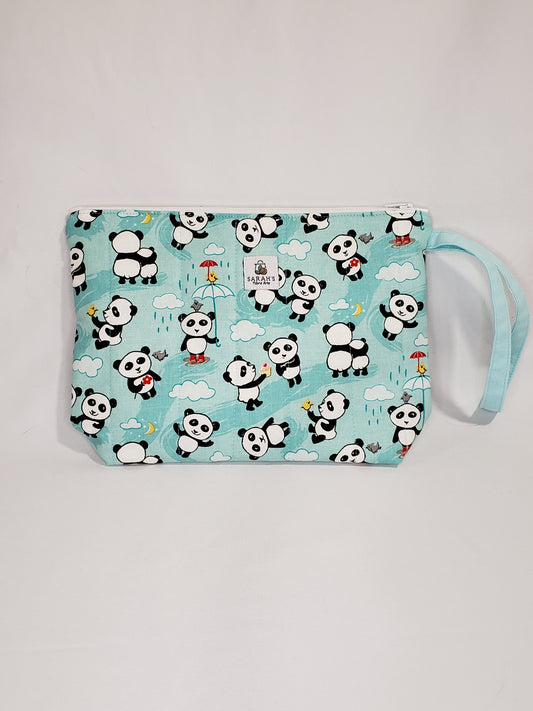 Zippered bag, Small project bag with handle, Panda cosmetics bag, Panda small project bag, Cosmetics bag, Zippered bag with handle