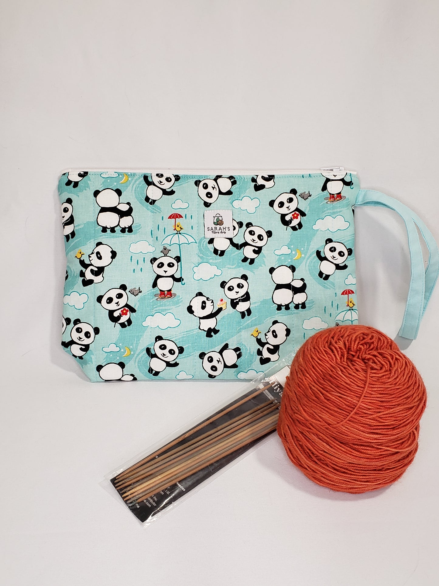 Zippered bag, Small project bag with handle, Panda cosmetics bag, Panda small project bag, Cosmetics bag, Zippered bag with handle