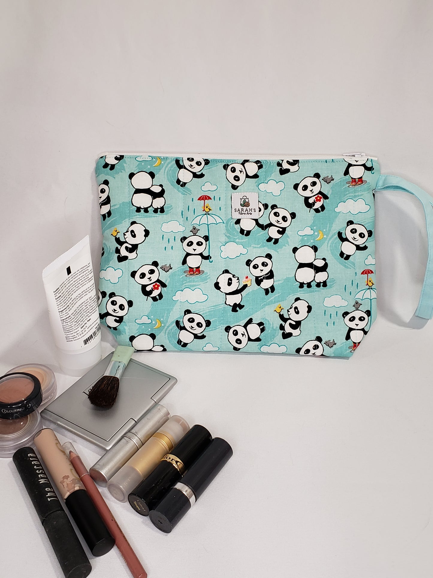 Zippered bag, Small project bag with handle, Panda cosmetics bag, Panda small project bag, Cosmetics bag, Zippered bag with handle