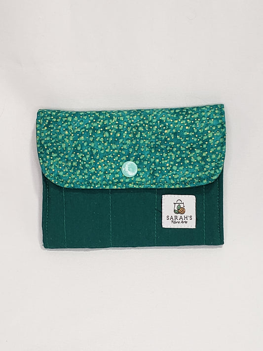 Wallet, Green & Gold small wallet, Coin purse, Small Wallet, Change Purse, Card Holder, Notions Bag